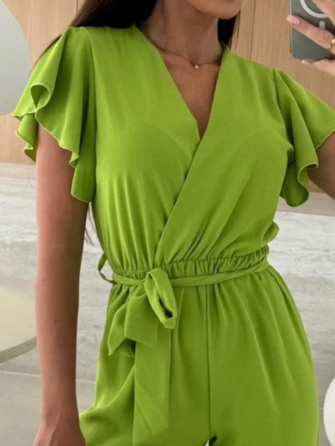 Tied Ruffled Wide Leg Jumpsuit - MAD RUFFI