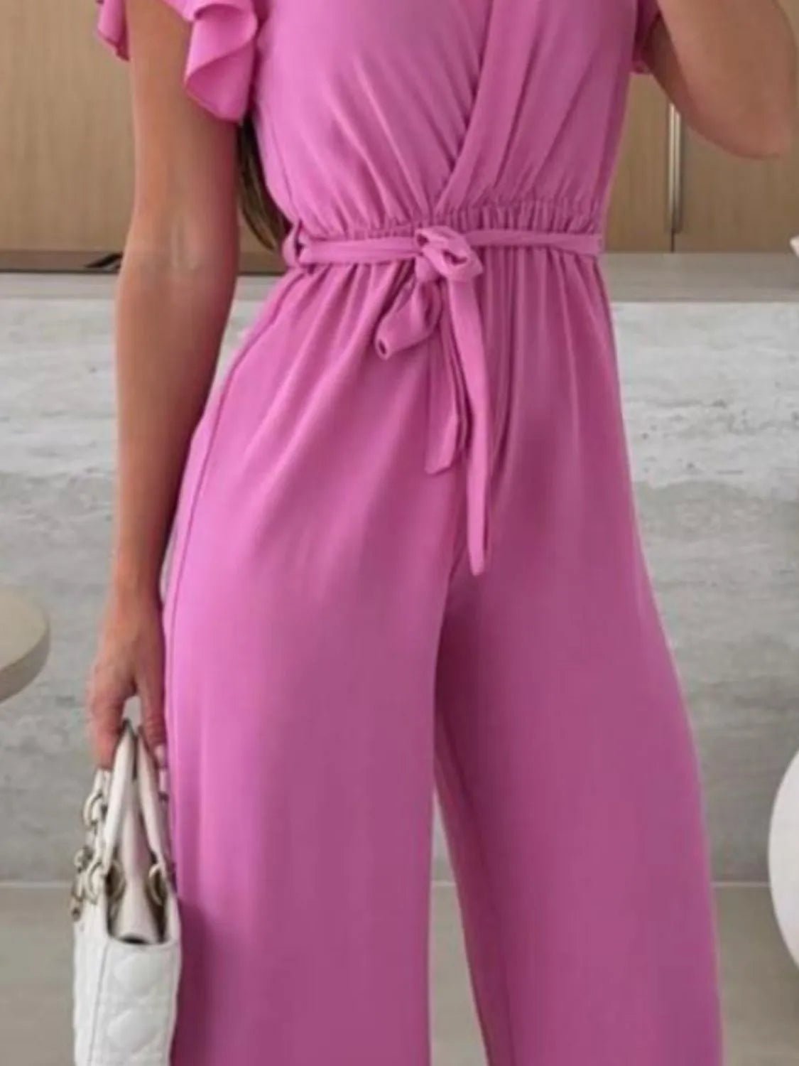 Tied Ruffled Wide Leg Jumpsuit - MAD RUFFI