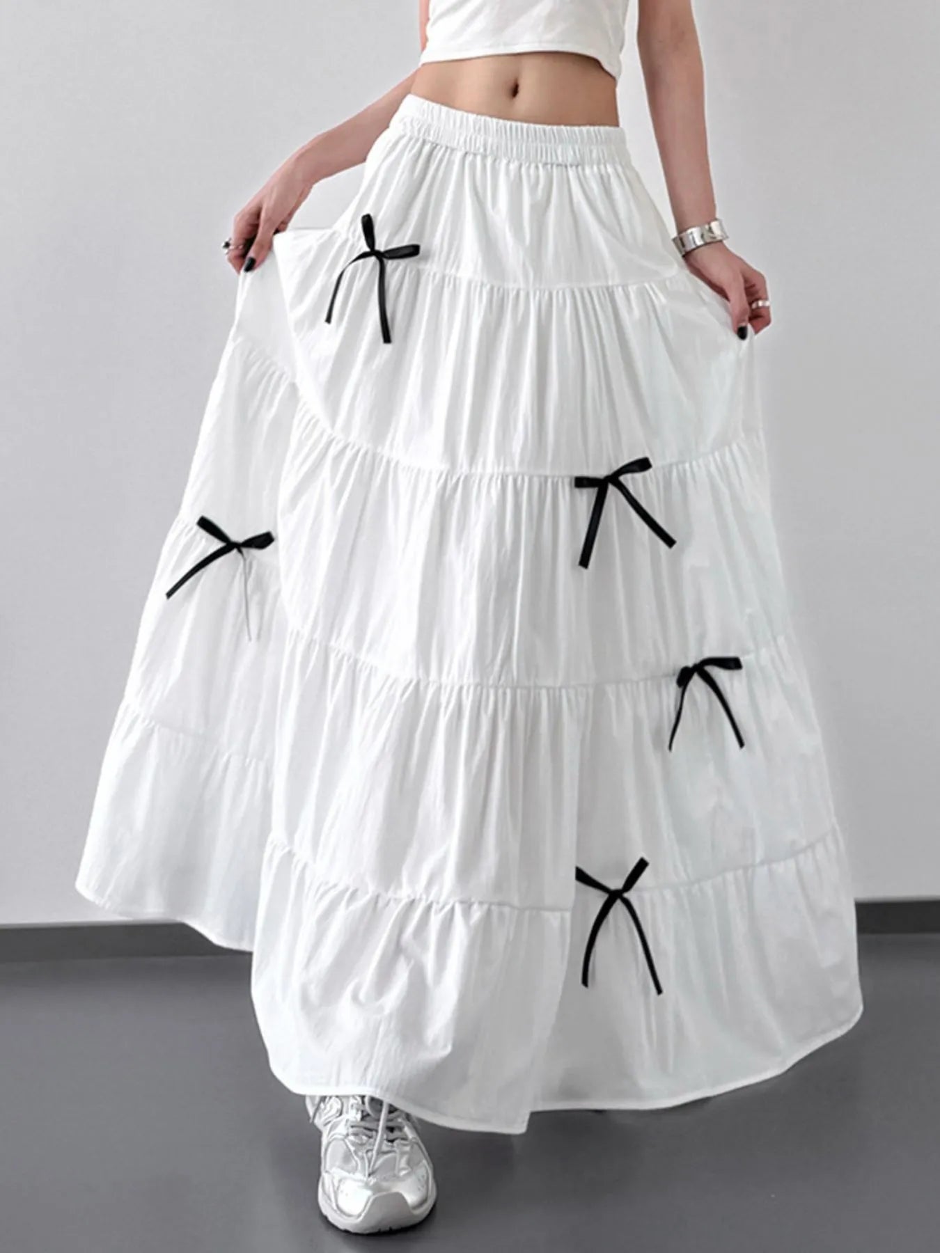Tiered Bow Maxi Skirt - MAD RUFFI