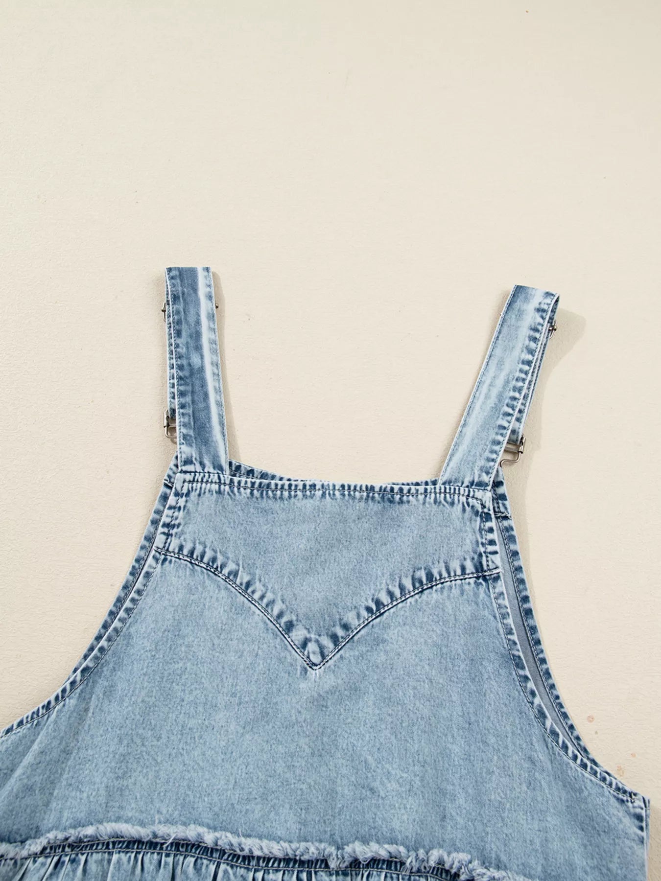 Tiered Flowy Overall Denim Dress - MAD RUFFI