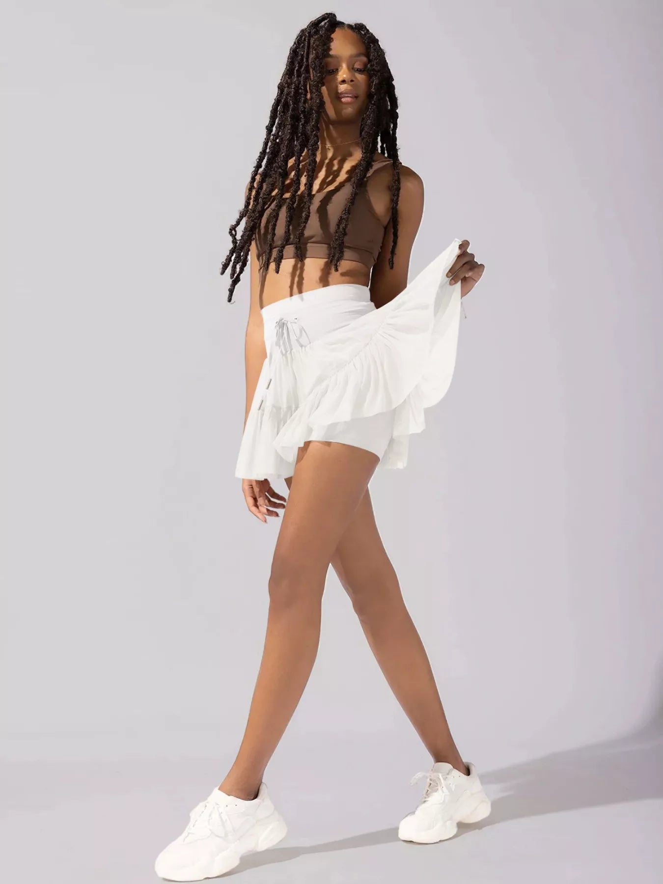 Tiered Skort with Drawstring - MAD RUFFI
