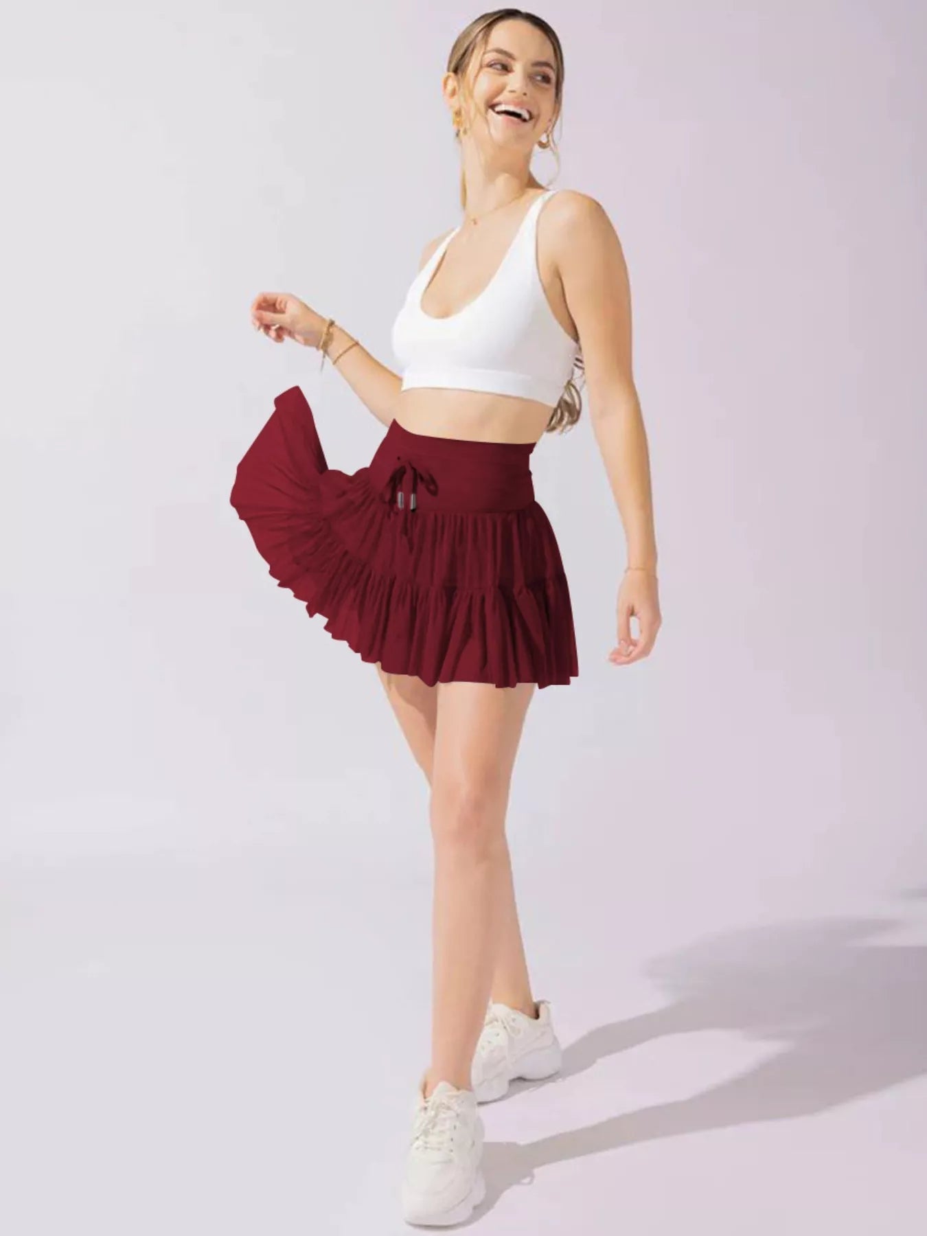 Tiered Skort with Drawstring - MAD RUFFI