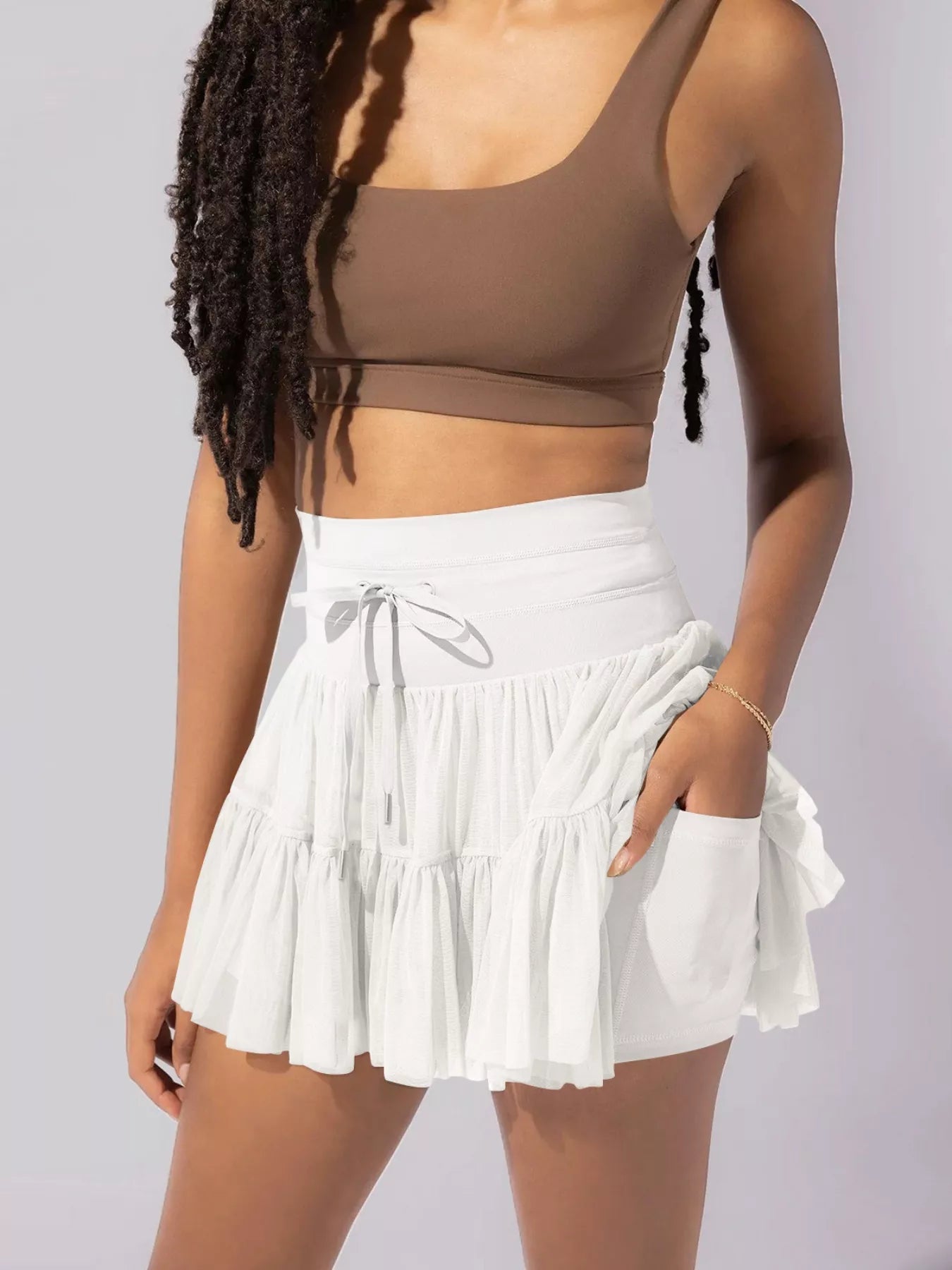 Tiered Skort with Drawstring - MAD RUFFI