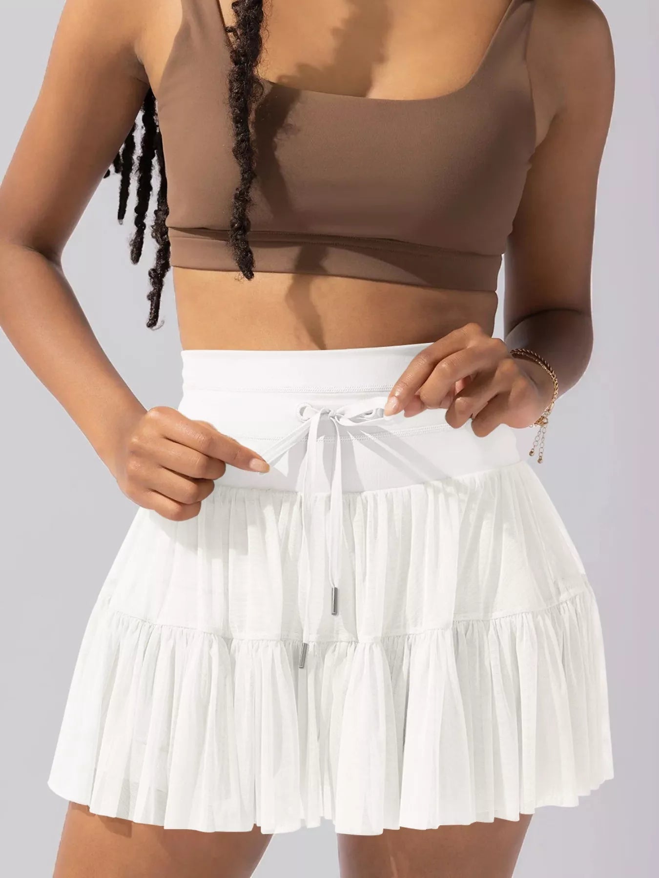 Tiered Skort with Drawstring - MAD RUFFI