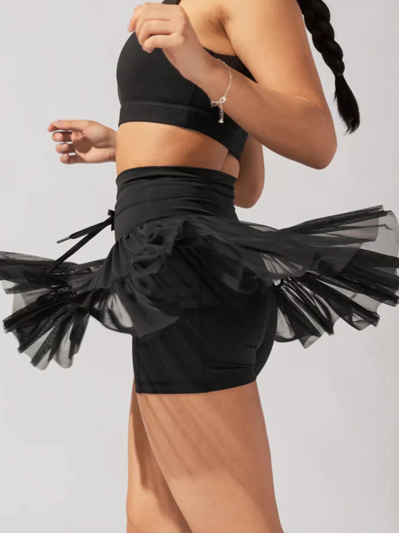 Tiered Skort with Drawstring - MAD RUFFI