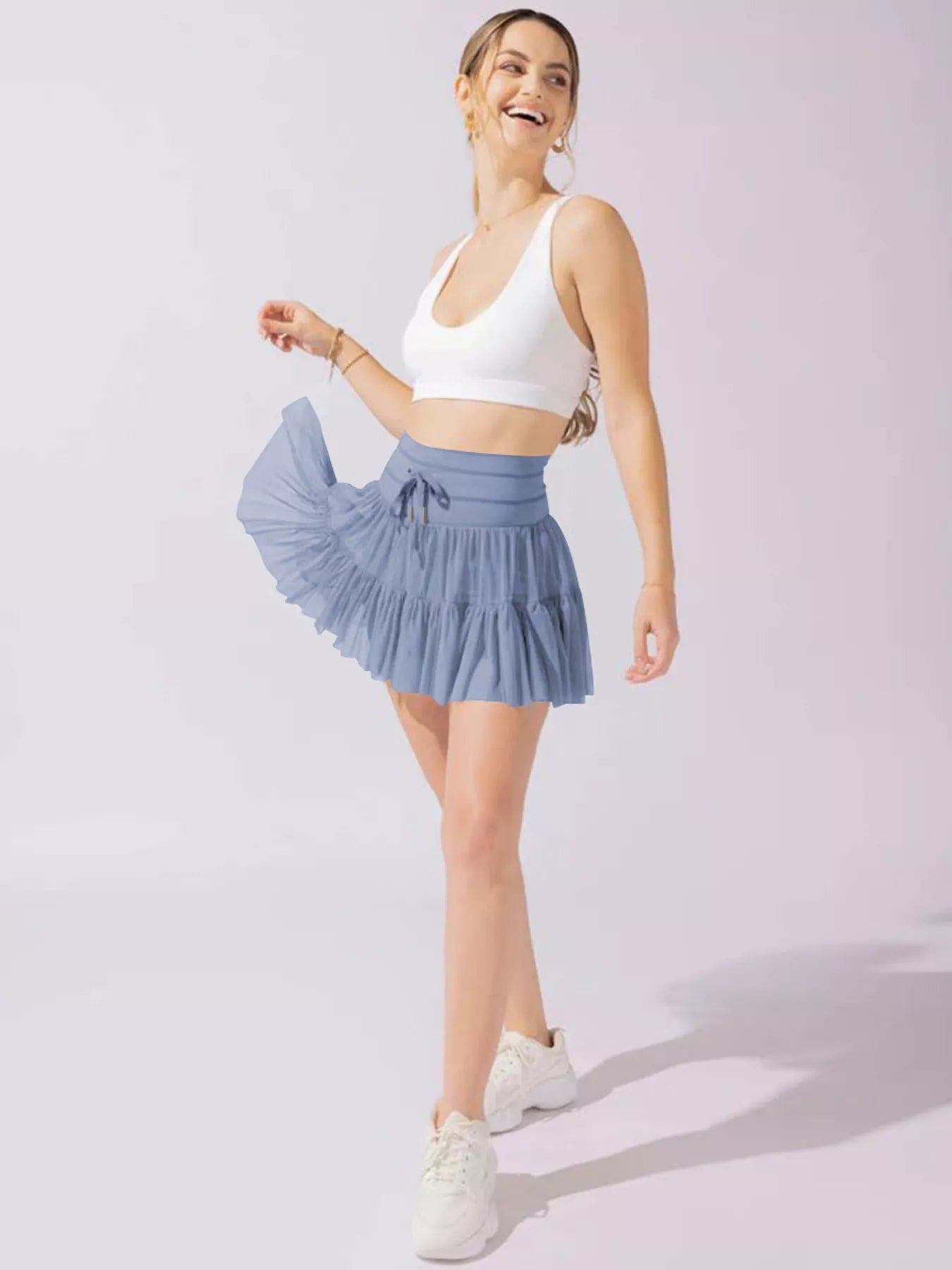 Tiered Skort with Drawstring - MAD RUFFI