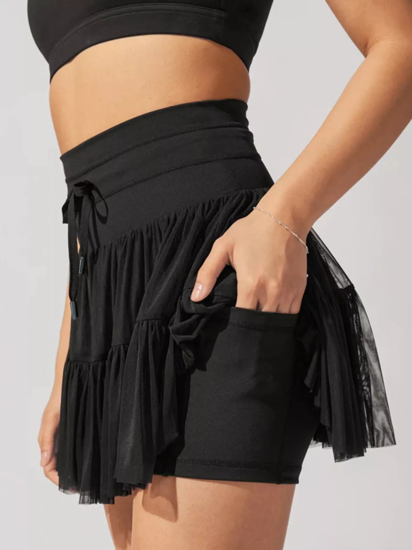 Tiered Skort with Drawstring - MAD RUFFI