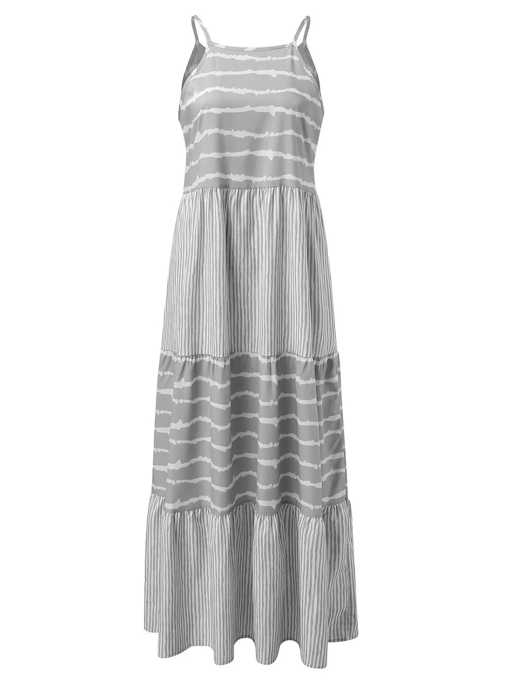 Tiered Striped Sleeveless Cami Dress - MAD RUFFI
