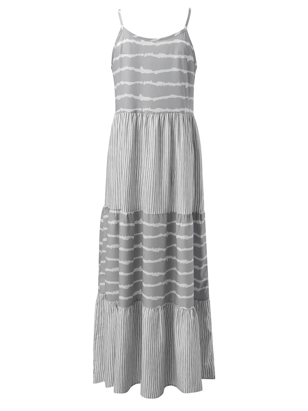 Tiered Striped Sleeveless Cami Dress - MAD RUFFI