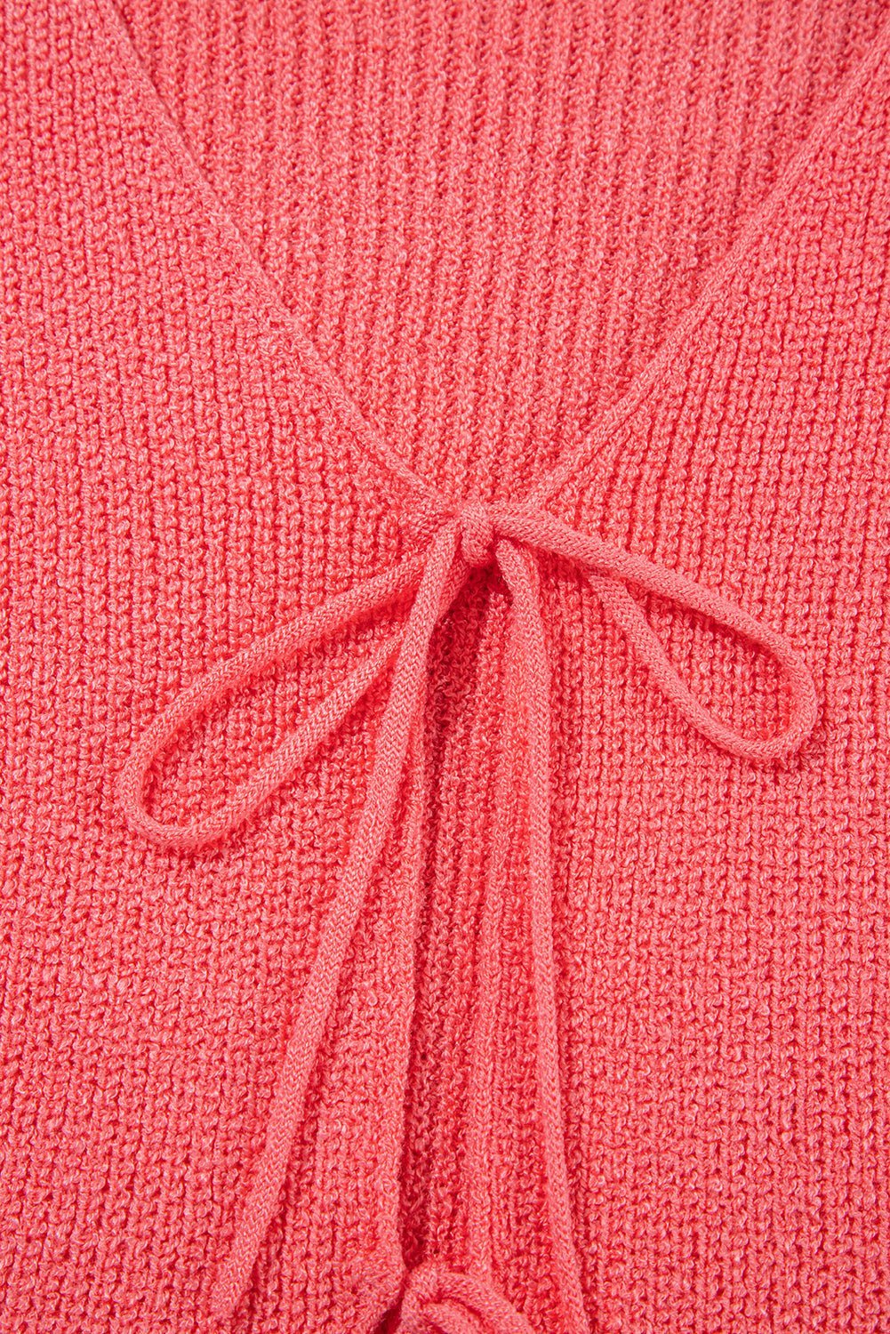 Tomato Red Lace - up Front V Neck Knit Vest - MAD RUFFI