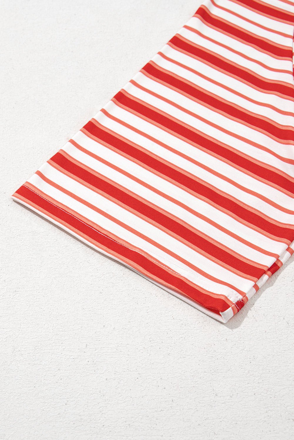 Tomato Red Striped Raglan Sleeve Contrast Neck T-Shirt - MAD RUFFI