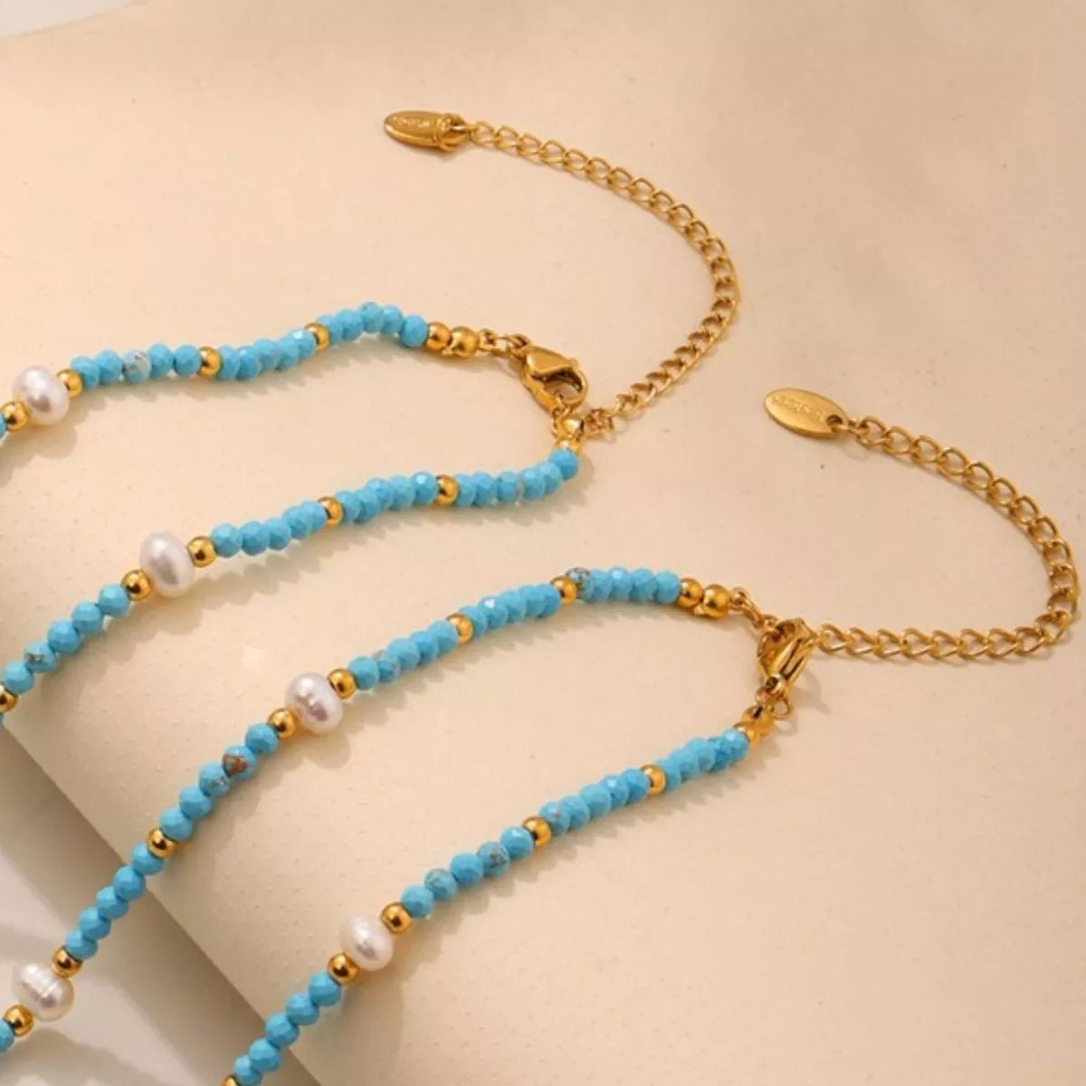 Turquoise Pearl Beaded Necklace - MAD RUFFI