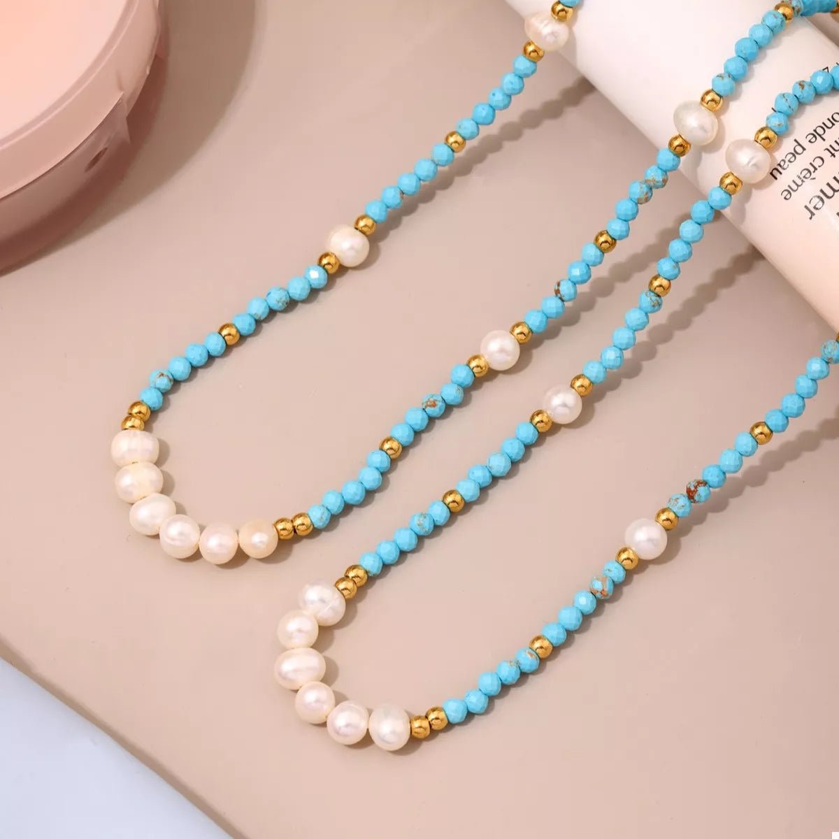 Turquoise Pearl Beaded Necklace - MAD RUFFI