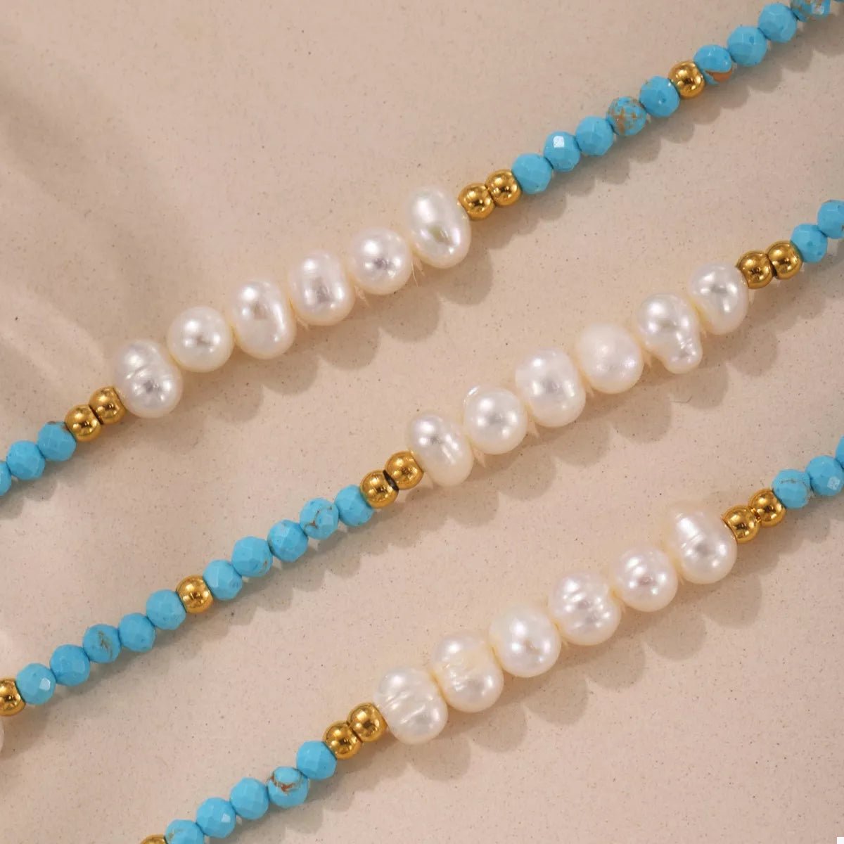 Turquoise Pearl Beaded Necklace - MAD RUFFI