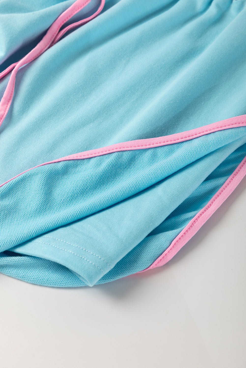 Turquoise Plus Size Contrast Trim T Shirt and Skort Two Piece Set - MAD RUFFI