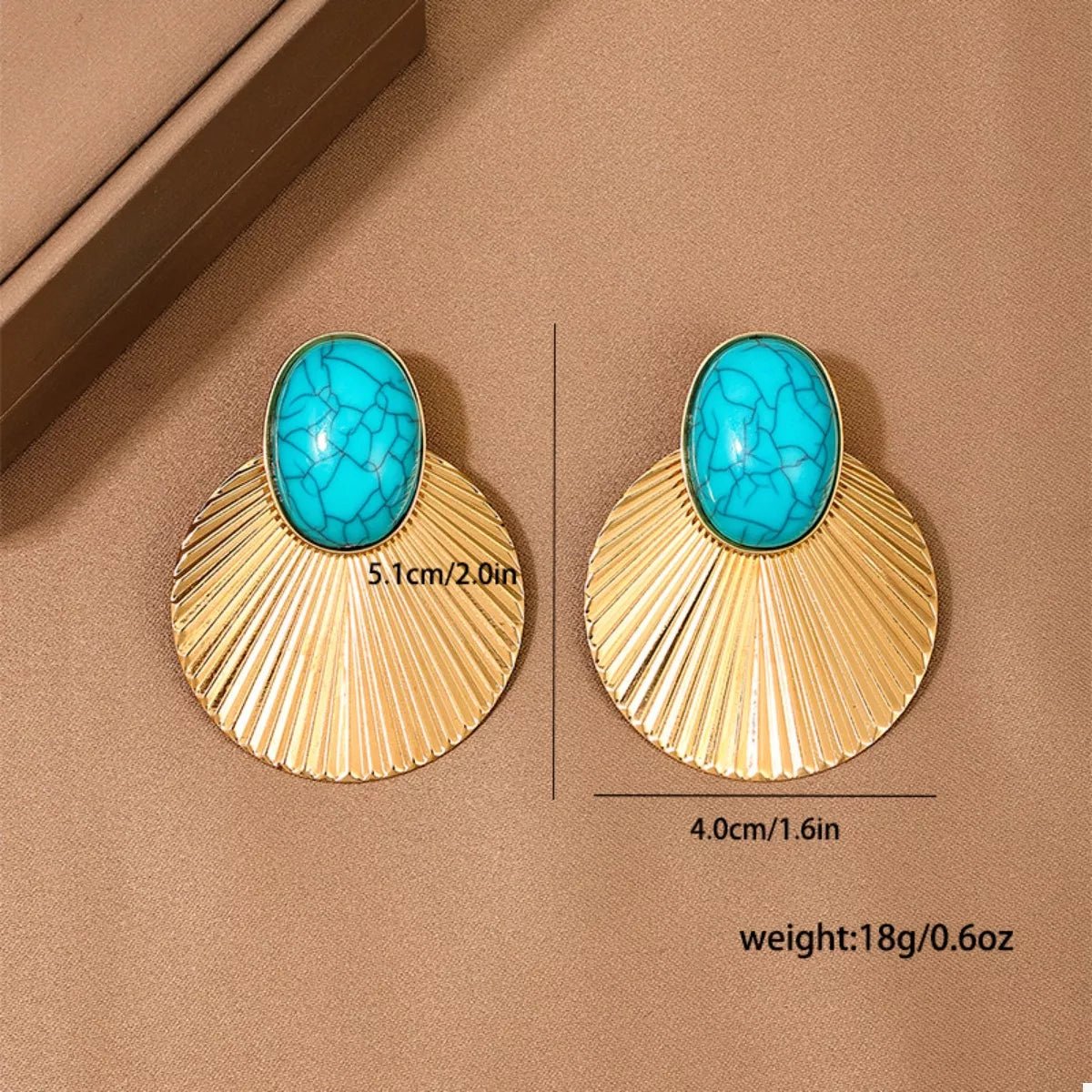 Turquoise Stone Fan Drop Earrings - MAD RUFFI
