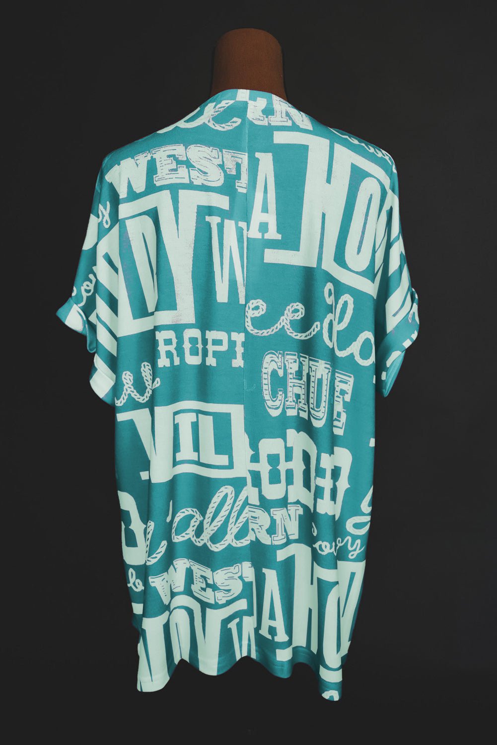 Turquoise Vintage Letter Print Graphic Loose Tee - MAD RUFFI