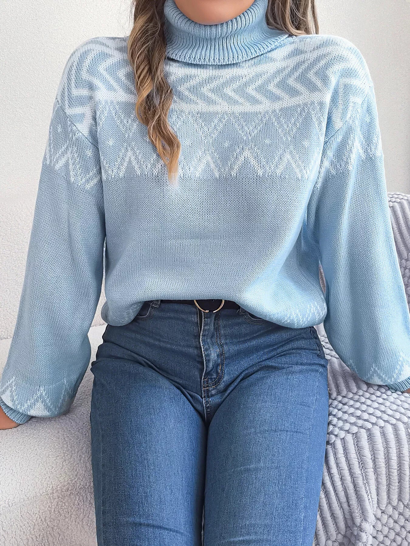 Turtleneck Dropped Shoulder Sweater - MAD RUFFI