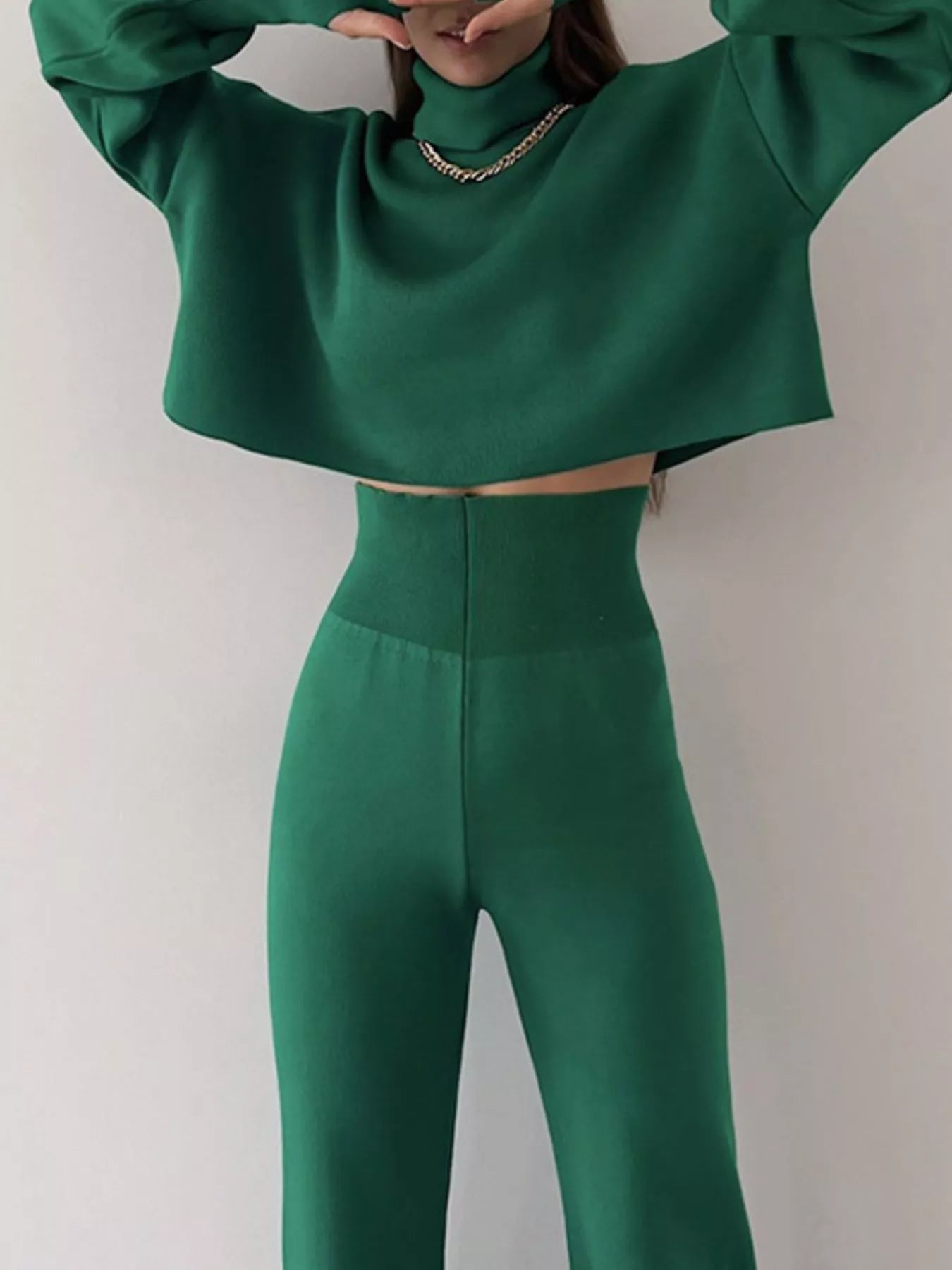 Turtleneck Long Sleeve Top & Pants Set - MAD RUFFI