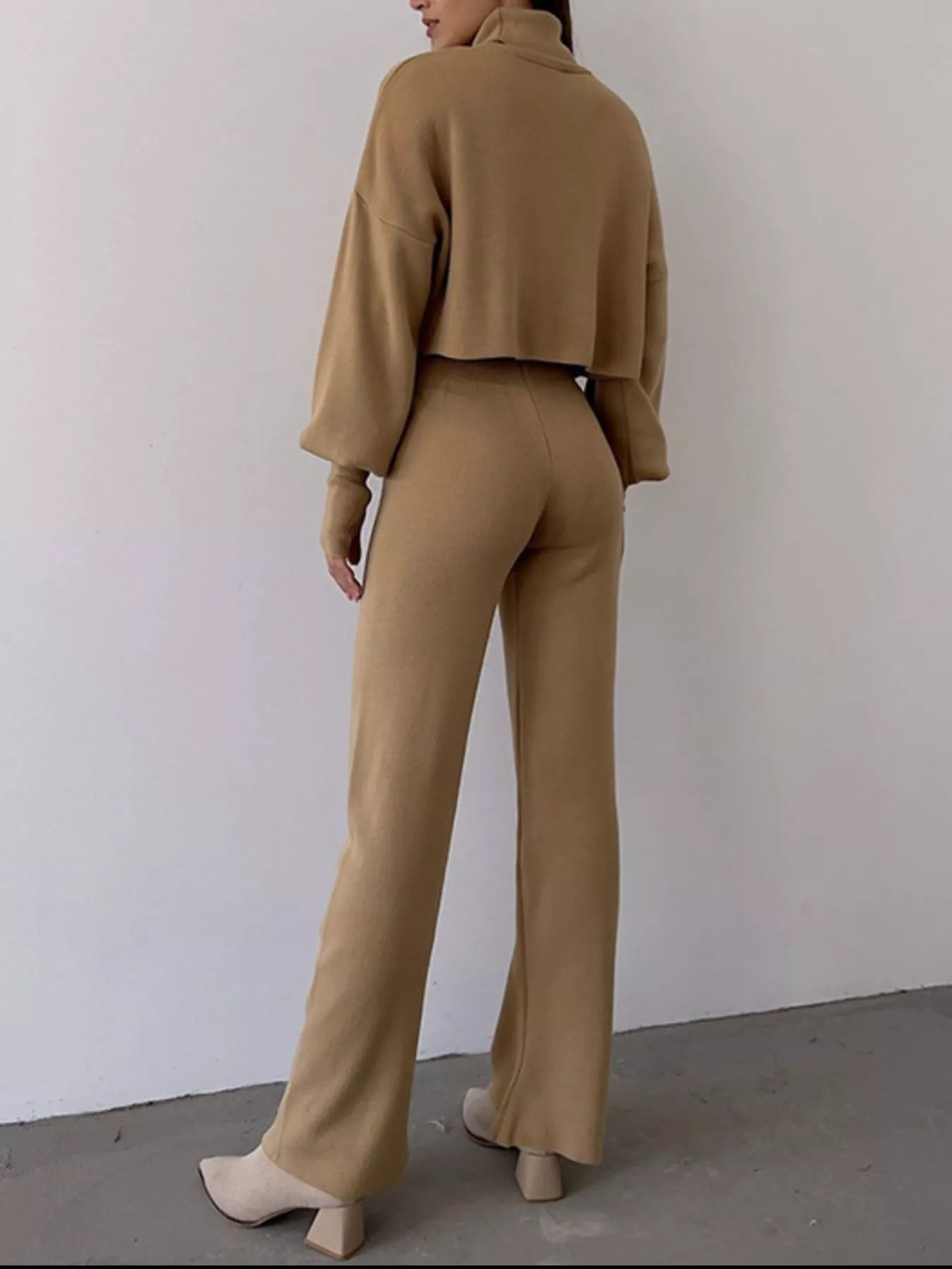 Turtleneck Long Sleeve Top & Pants Set - MAD RUFFI