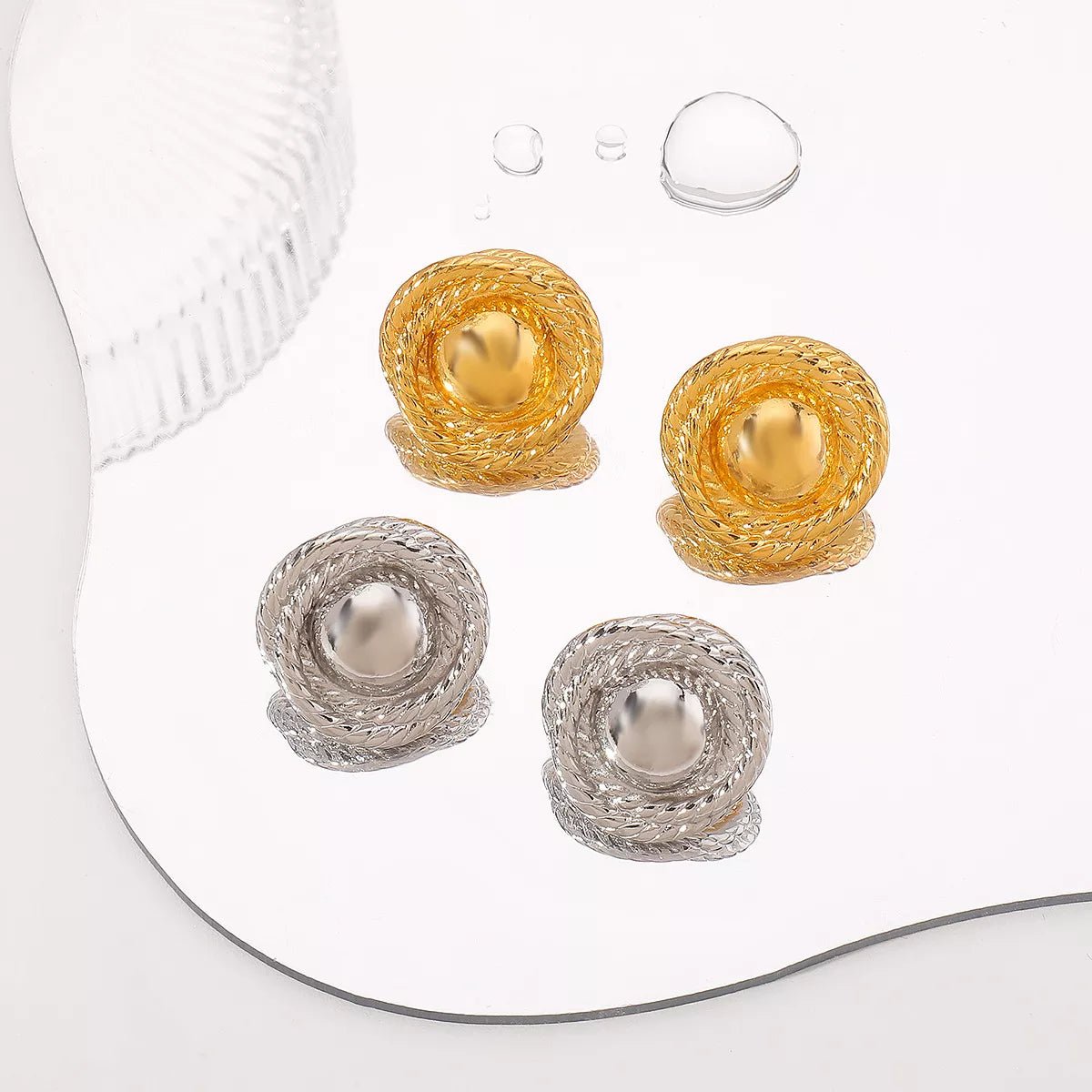 Twisted Rope Circle Stud Earrings - MAD RUFFI