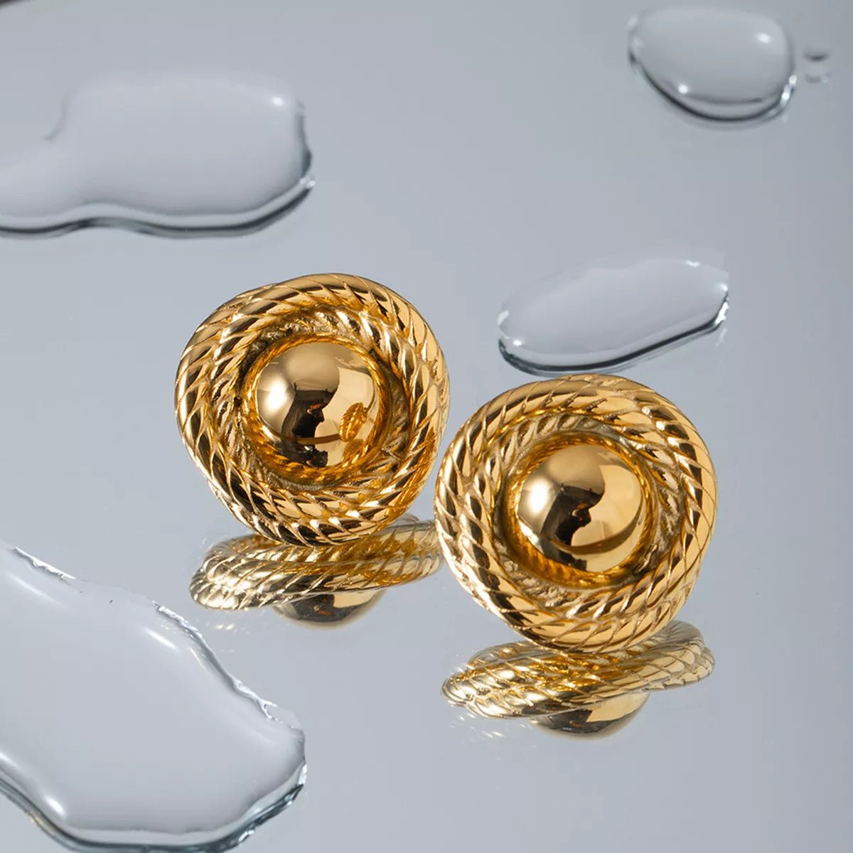 Twisted Rope Circle Stud Earrings - MAD RUFFI