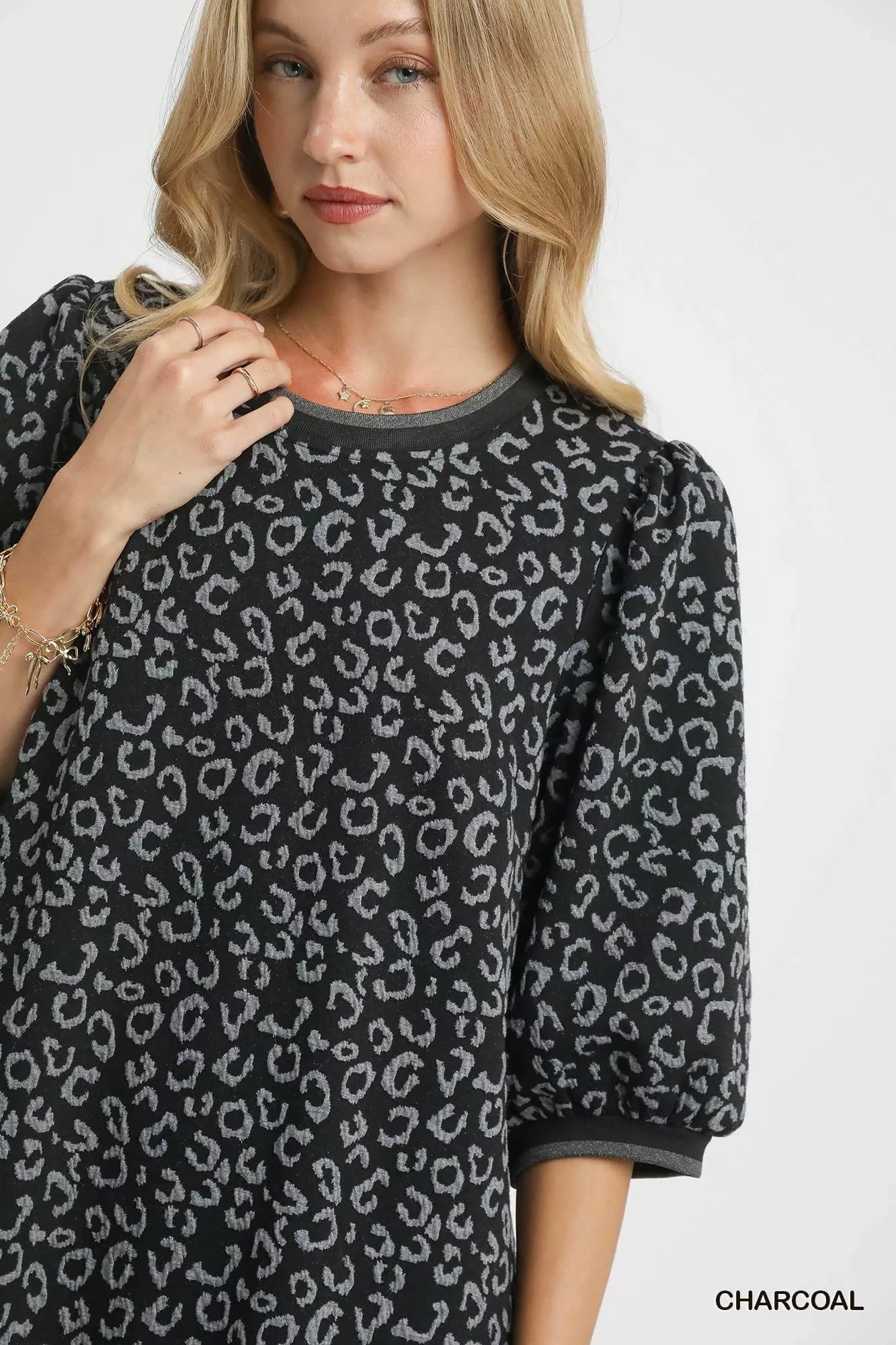 Umgee Leopard Print Jacquard Mini Dress - MAD RUFFI