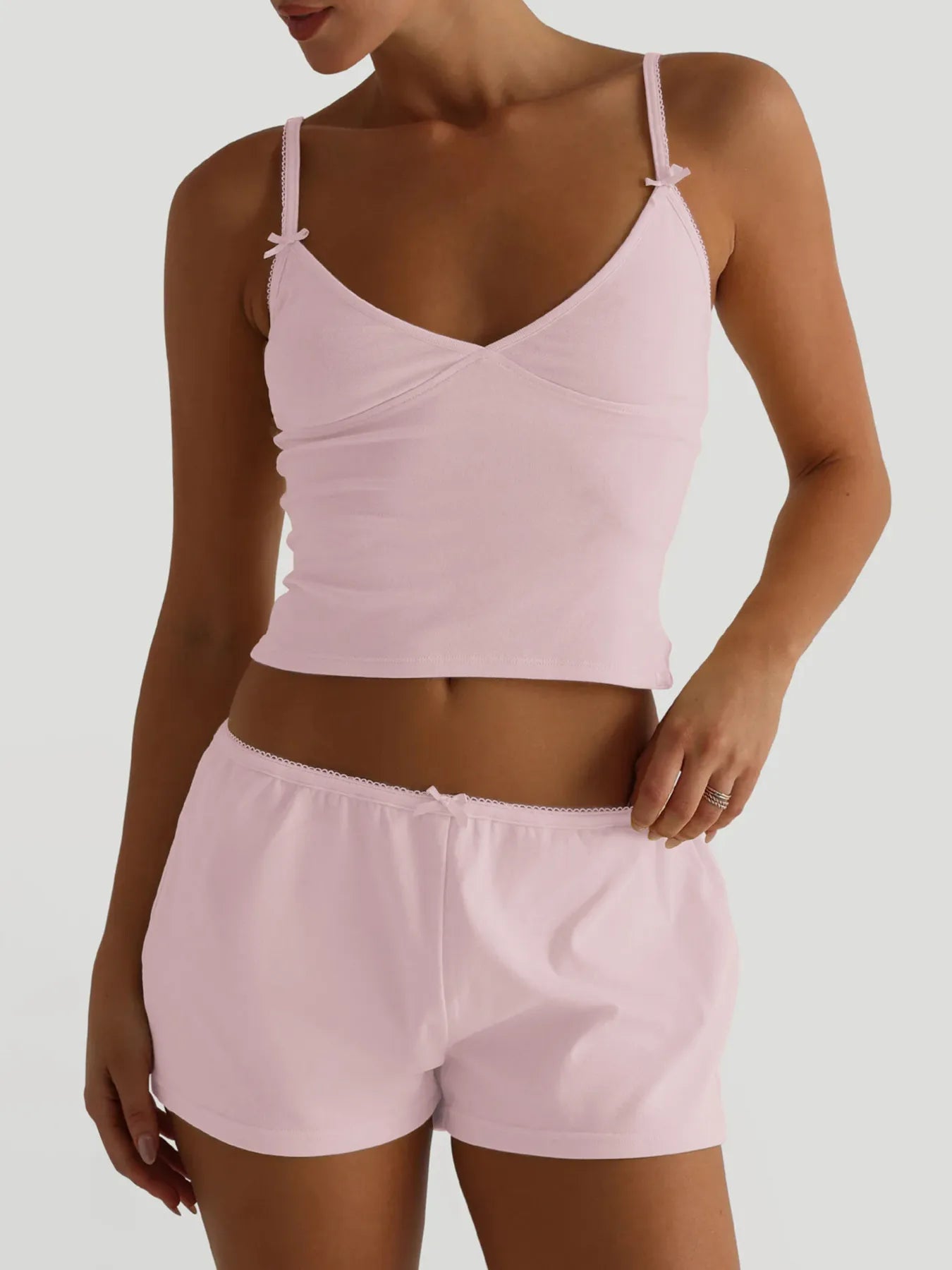 V - Neck Cami and Shorts Set - MAD RUFFI