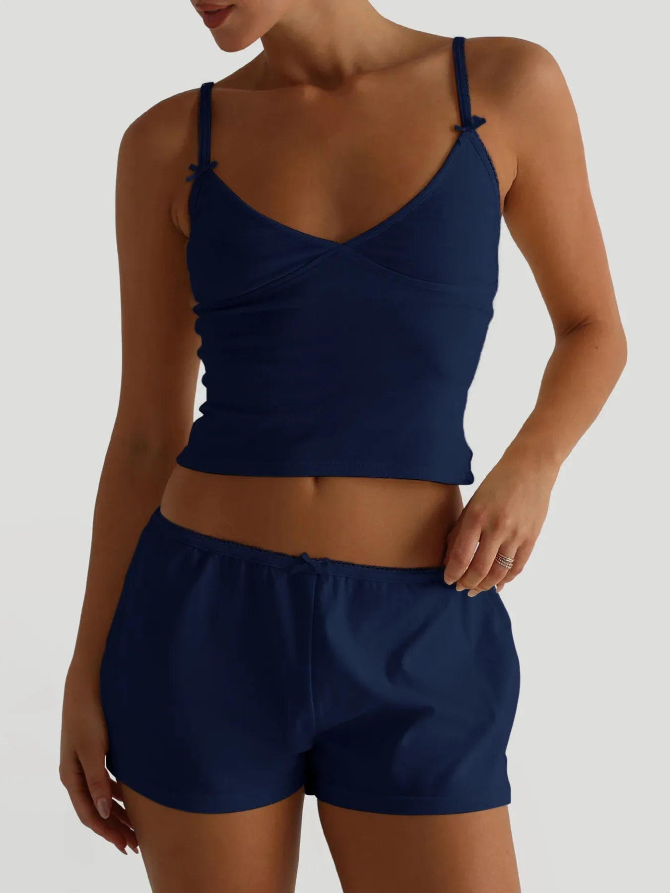 V - Neck Cami and Shorts Set - MAD RUFFI