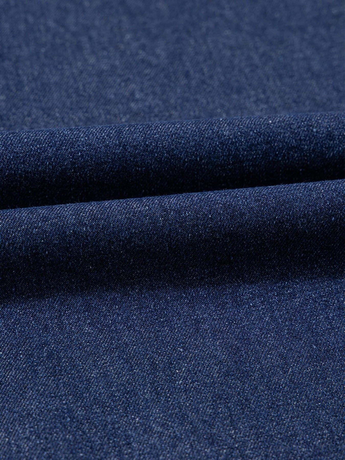 V Neck Collared Single Chest Pocket Long Sleeve Denim Dress - MAD RUFFI