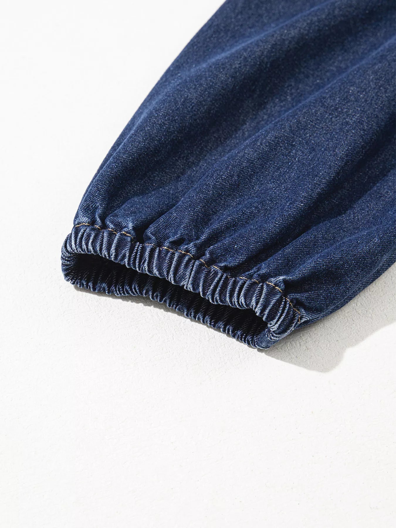 V Neck Collared Single Chest Pocket Long Sleeve Denim Dress - MAD RUFFI