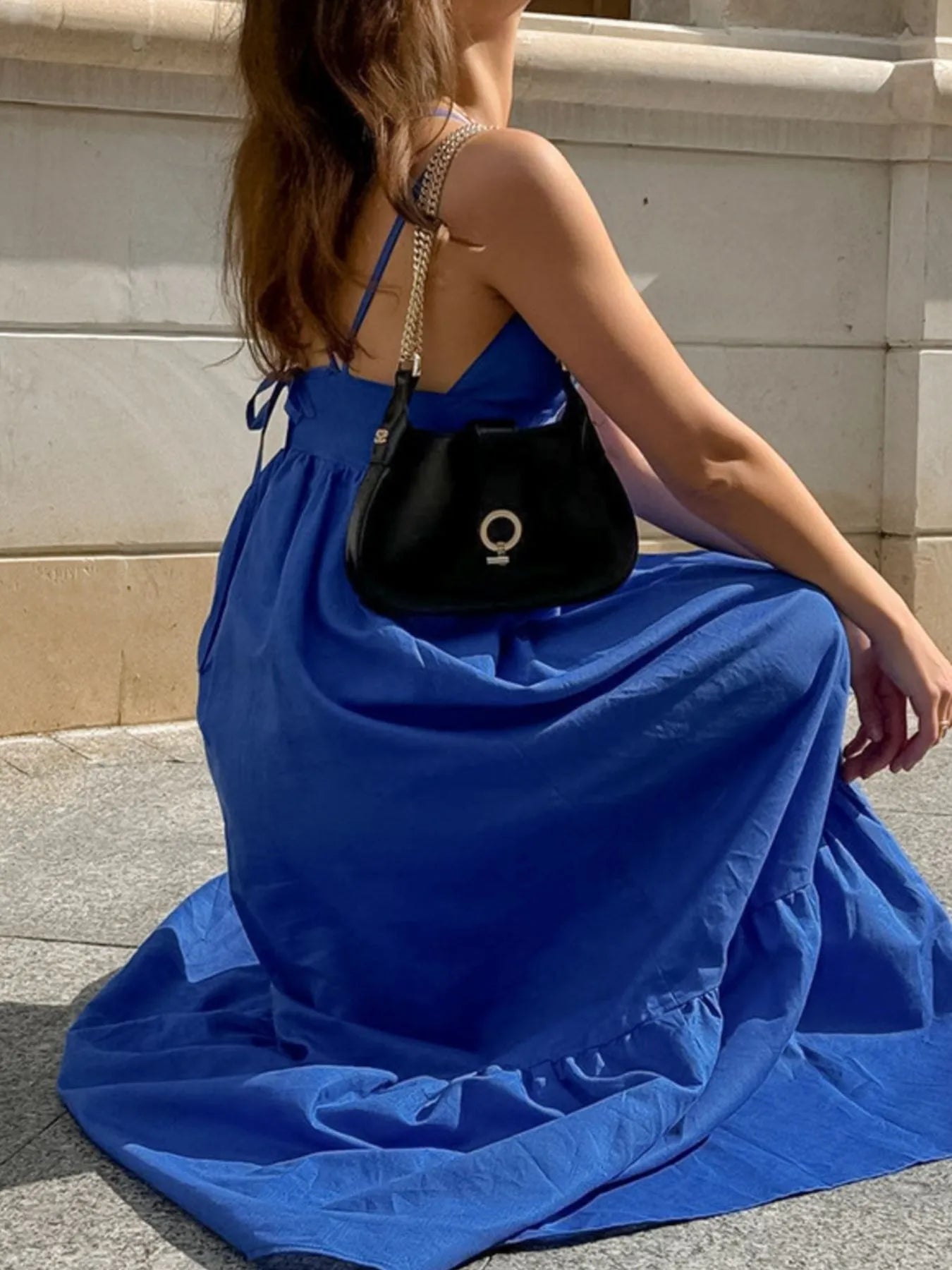 V - Neck Tiered Maxi Cami Dress - MAD RUFFI