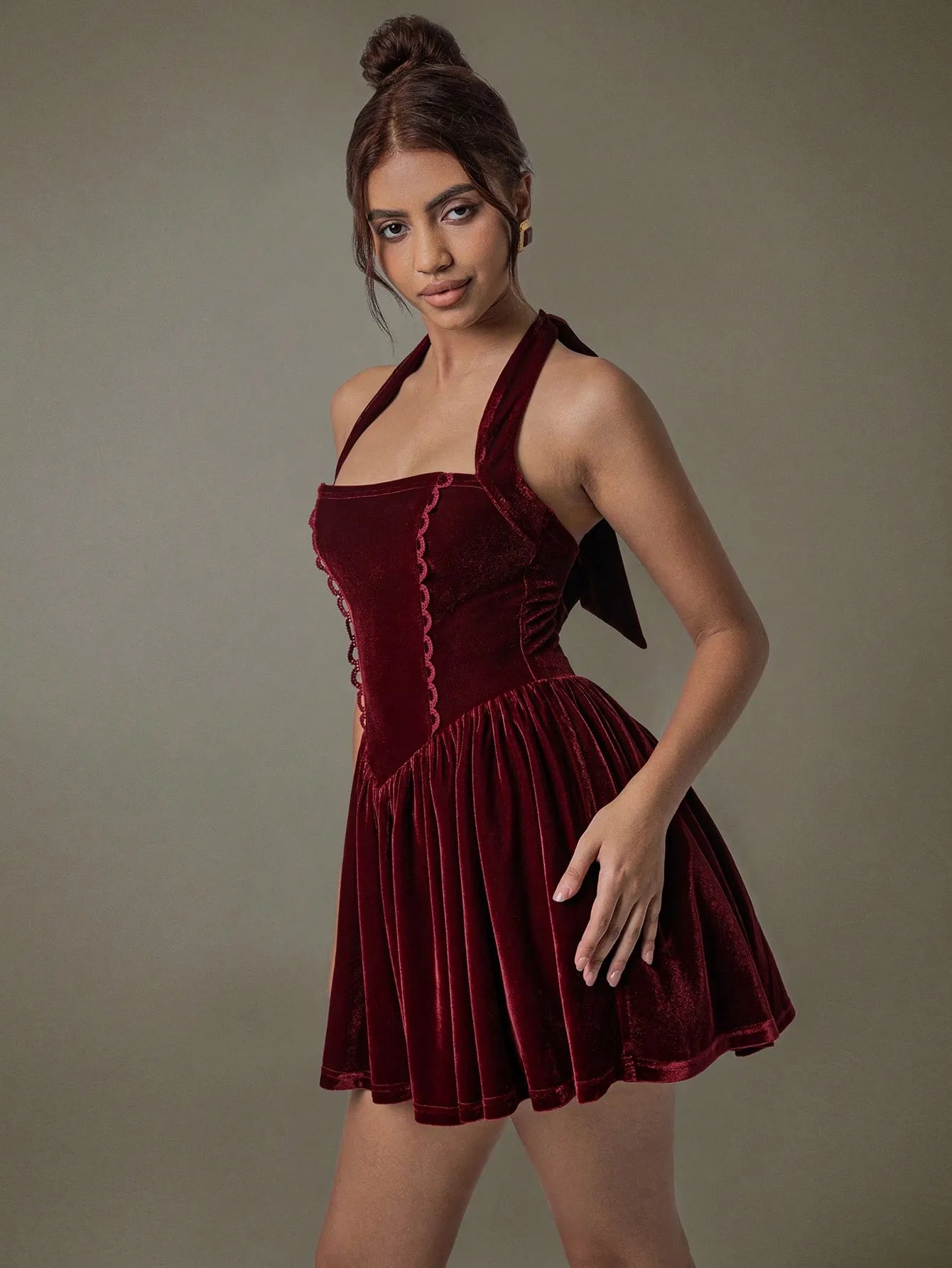 Velvet Halter Skater Dress - MAD RUFFI