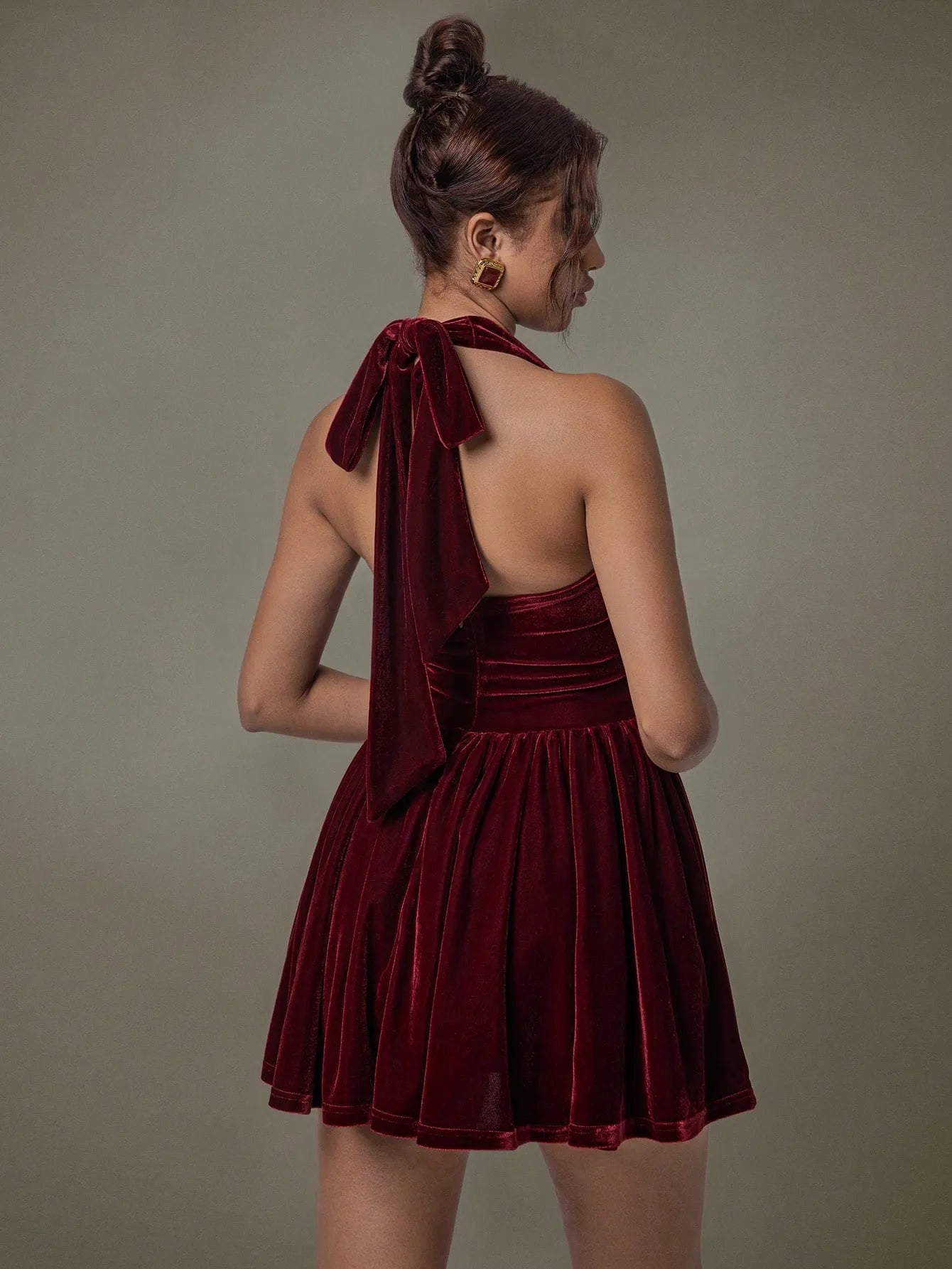 Velvet Halter Skater Dress - MAD RUFFI