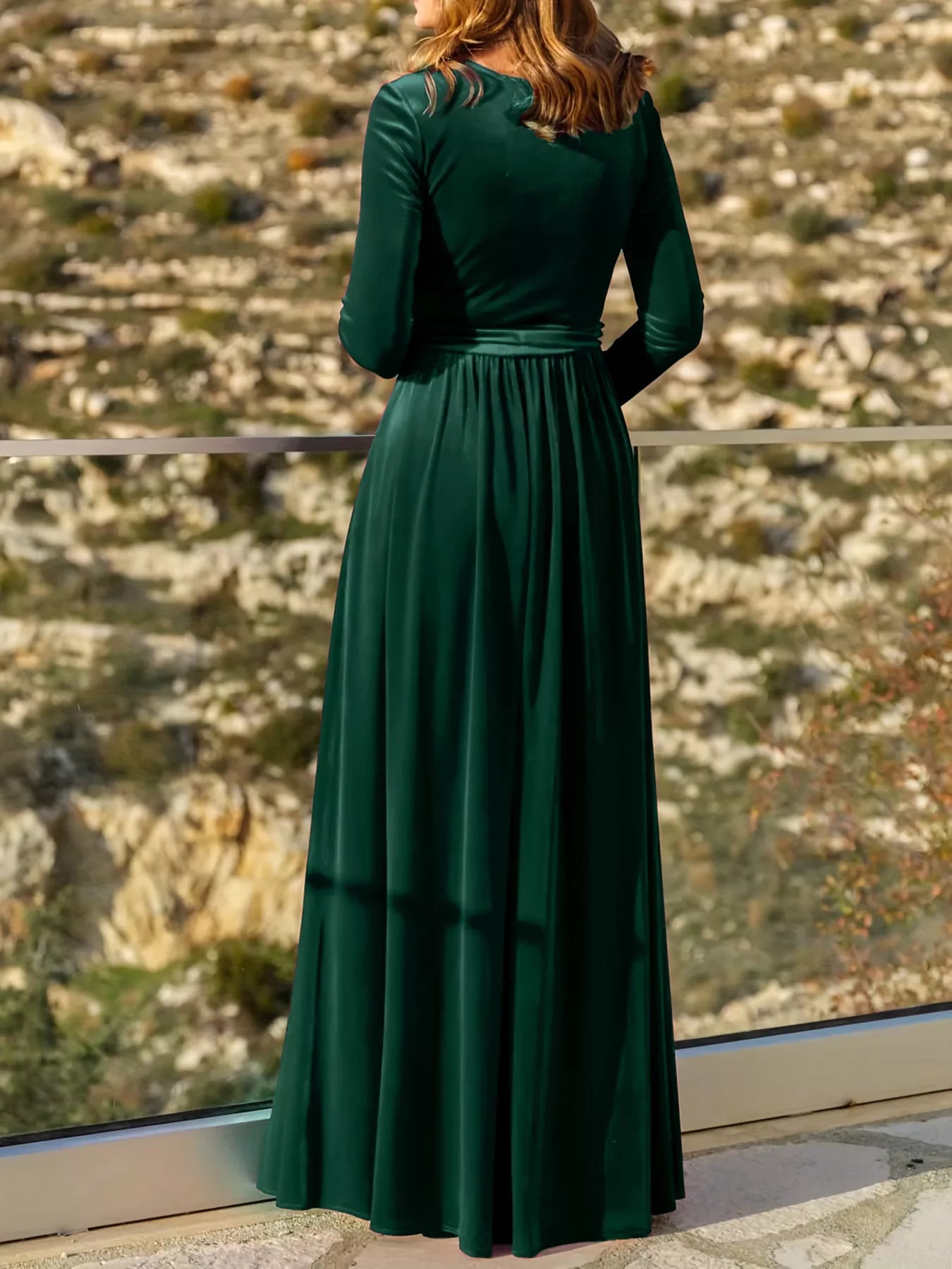 Velvet Long Sleeve Maxi Dress - MAD RUFFI
