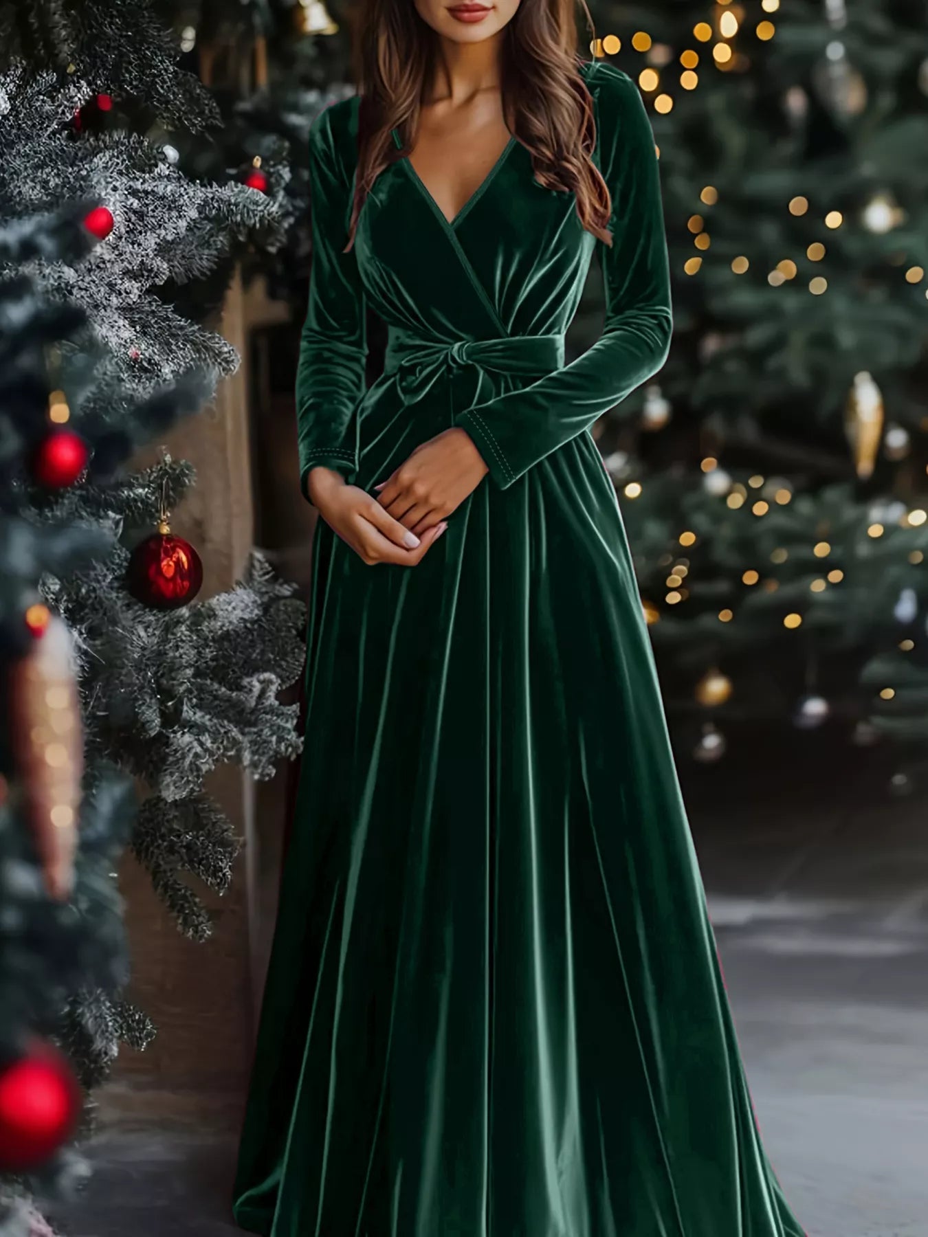 Velvet Long Sleeve Maxi Dress - MAD RUFFI