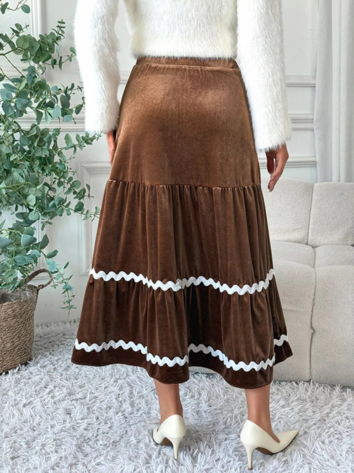 Velvet Tiered Midi Skirt - MAD RUFFI