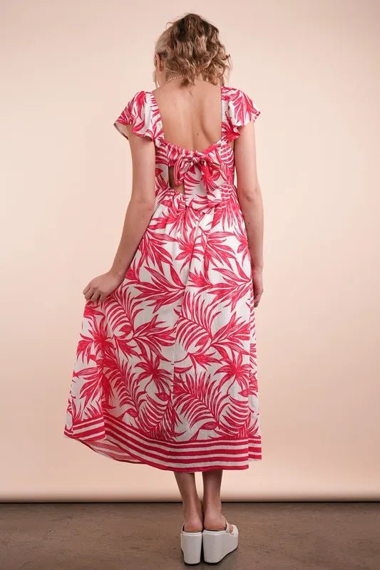 VERY J Tropical Printed Midi Summer Boho Dress - MAD RUFFI