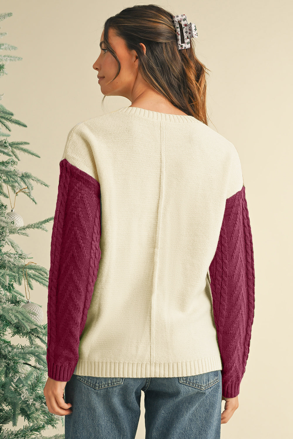 Vineyard Green Colorblock Pocket Drop Shoulder Sweater - MAD RUFFI