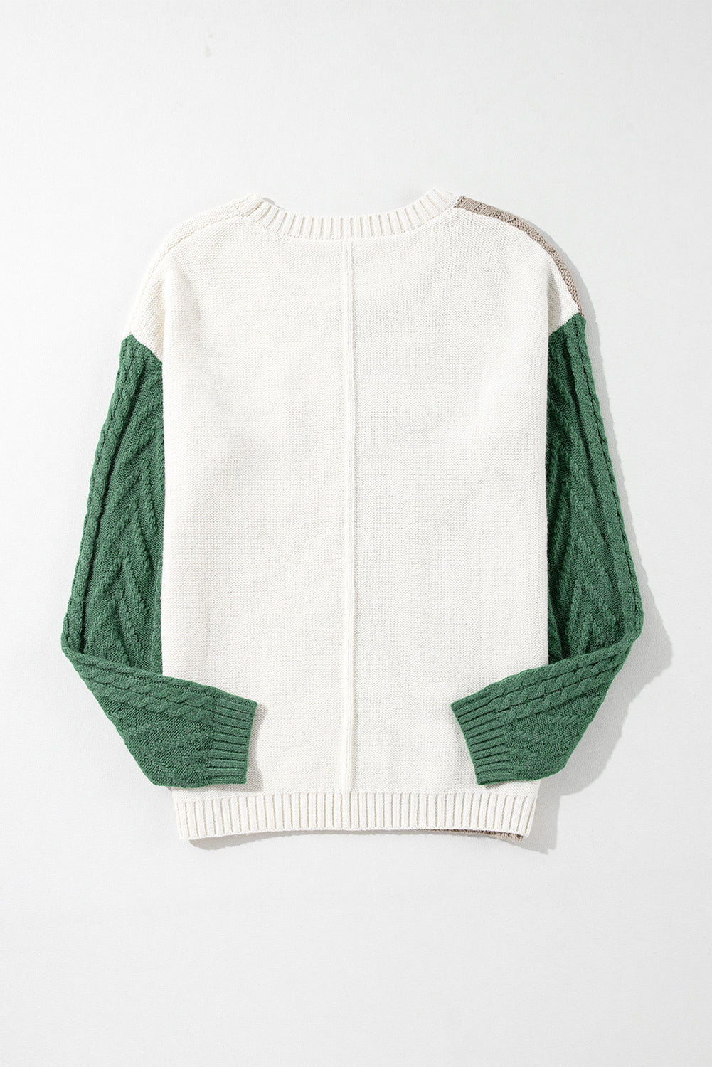 Vineyard Green Colorblock Pocket Drop Shoulder Sweater - MAD RUFFI