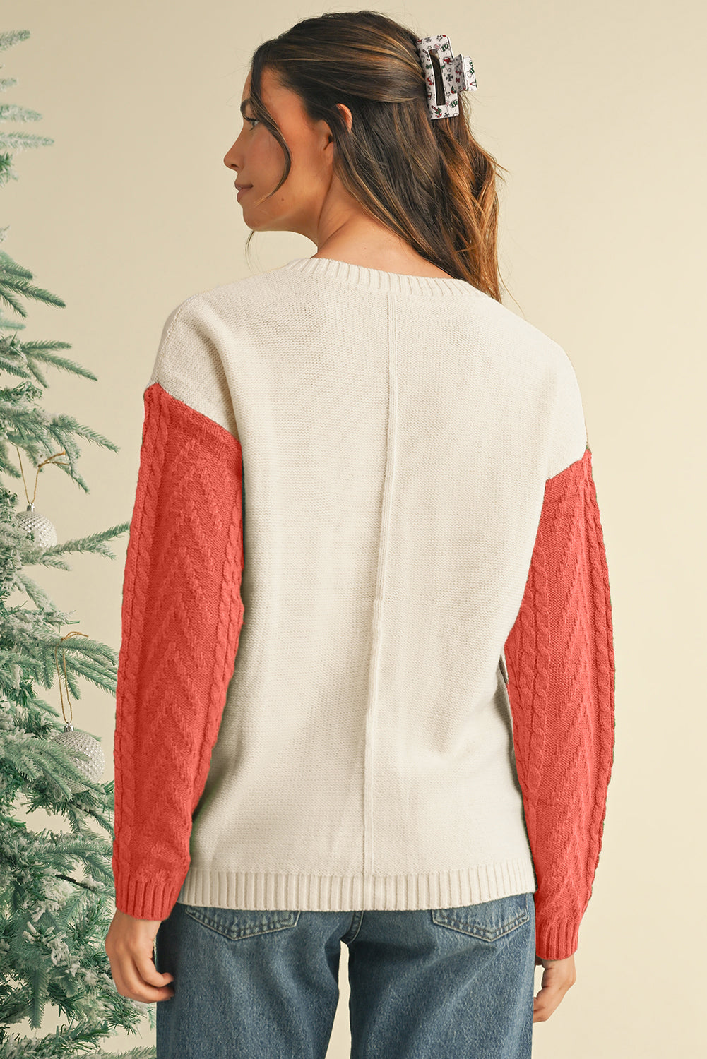 Vineyard Green Colorblock Pocket Drop Shoulder Sweater - MAD RUFFI