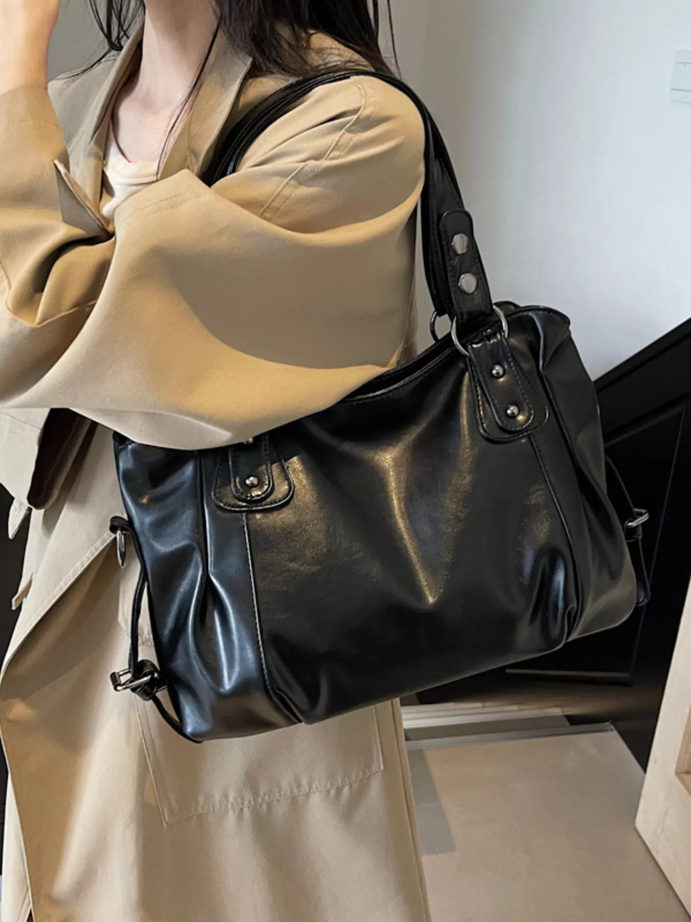 Vintage Style Leather Handbag - MAD RUFFI