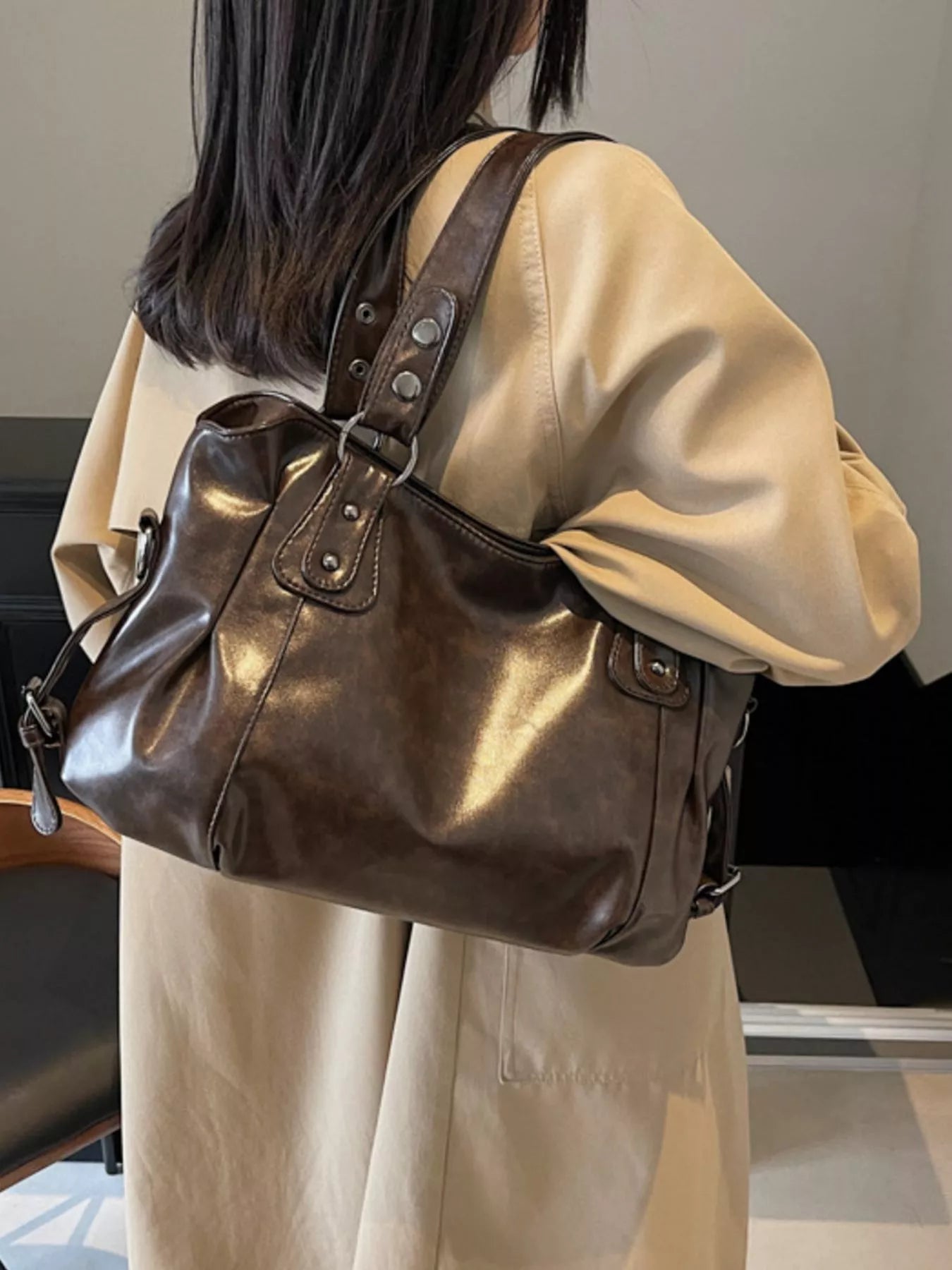 Vintage Style Leather Handbag - MAD RUFFI