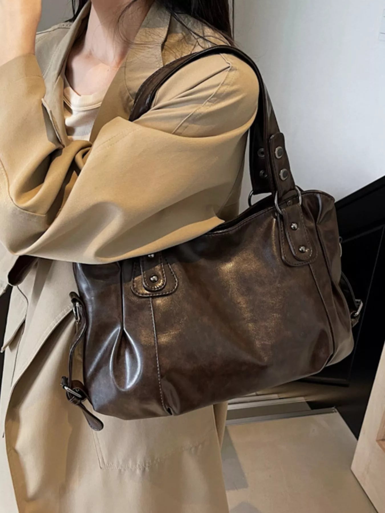 Vintage Style Leather Handbag - MAD RUFFI