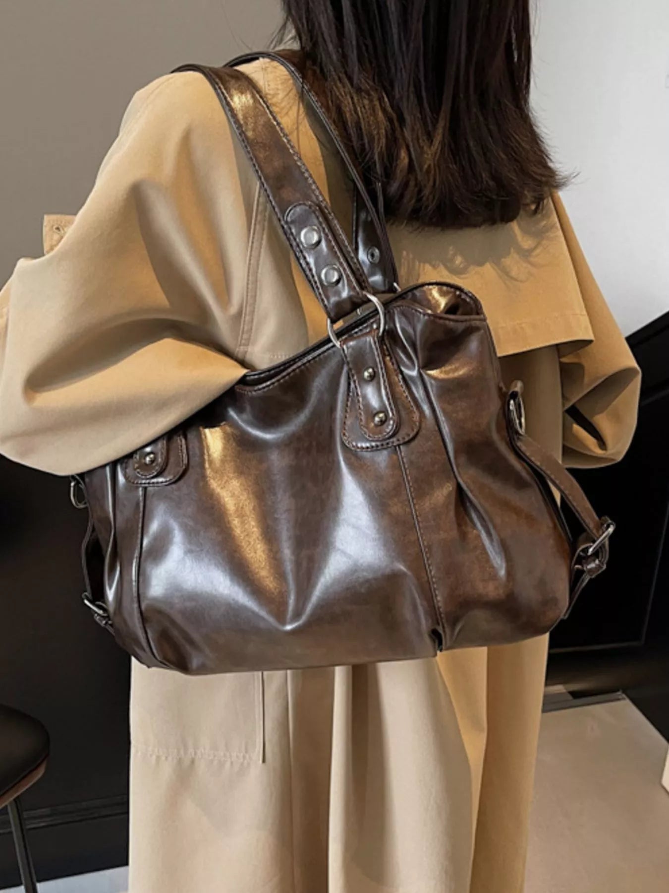 Vintage Style Leather Handbag - MAD RUFFI