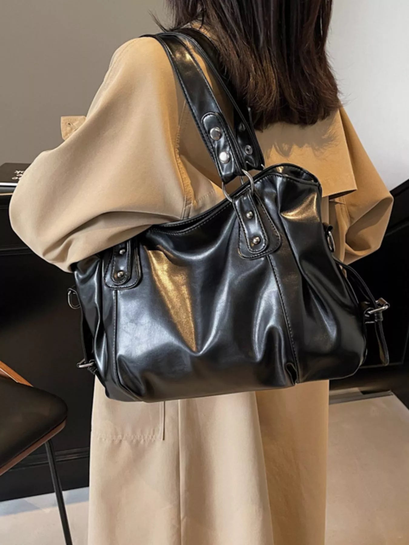 Vintage Style Leather Handbag - MAD RUFFI