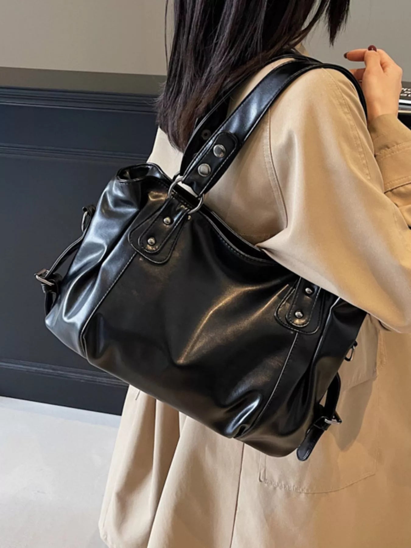 Vintage Style Leather Handbag - MAD RUFFI