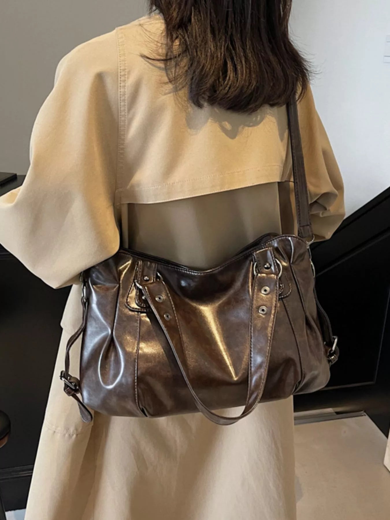 Vintage Style Leather Handbag - MAD RUFFI