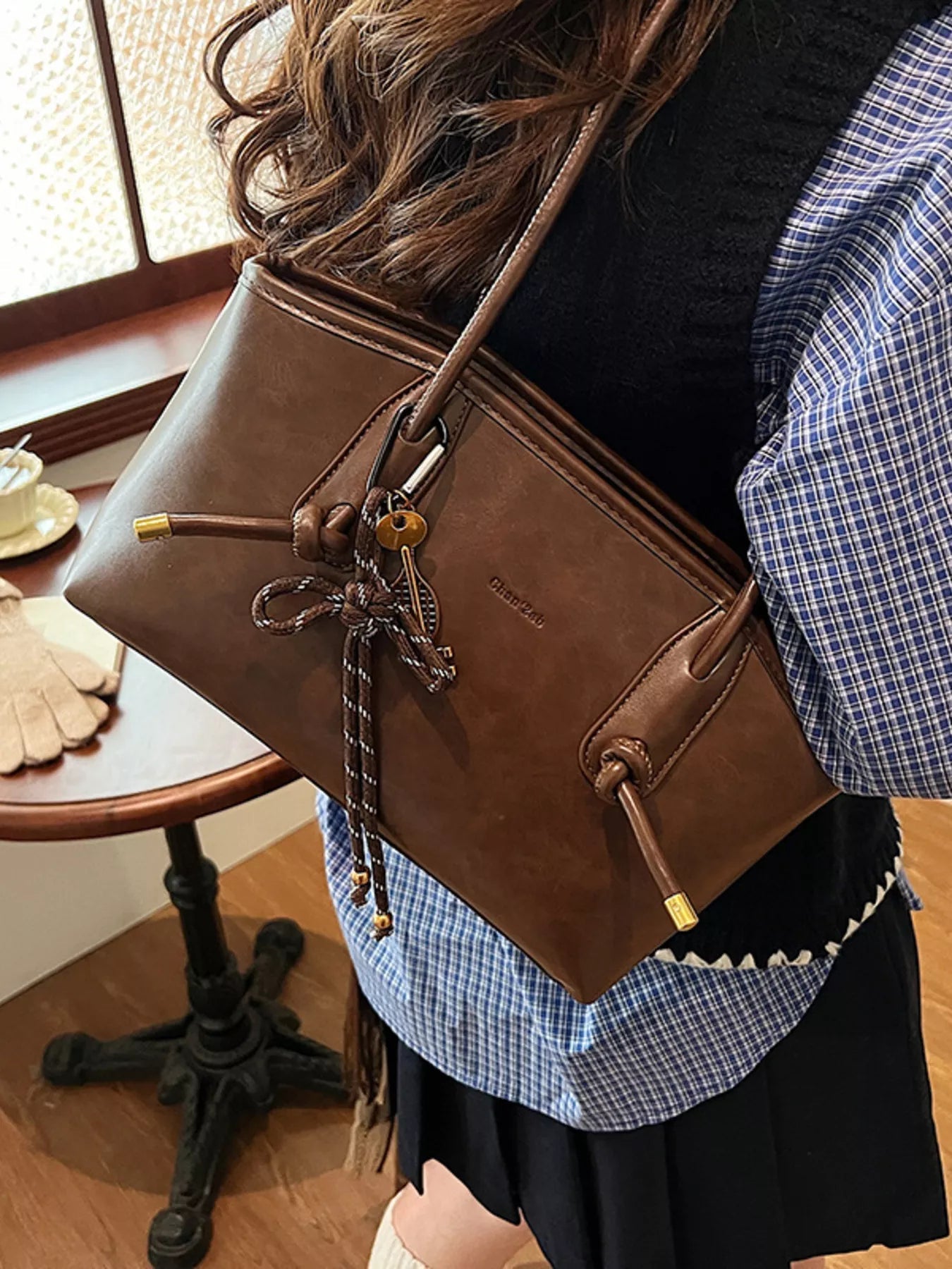 Vintage Style Leather Shoulder Bag - MAD RUFFI