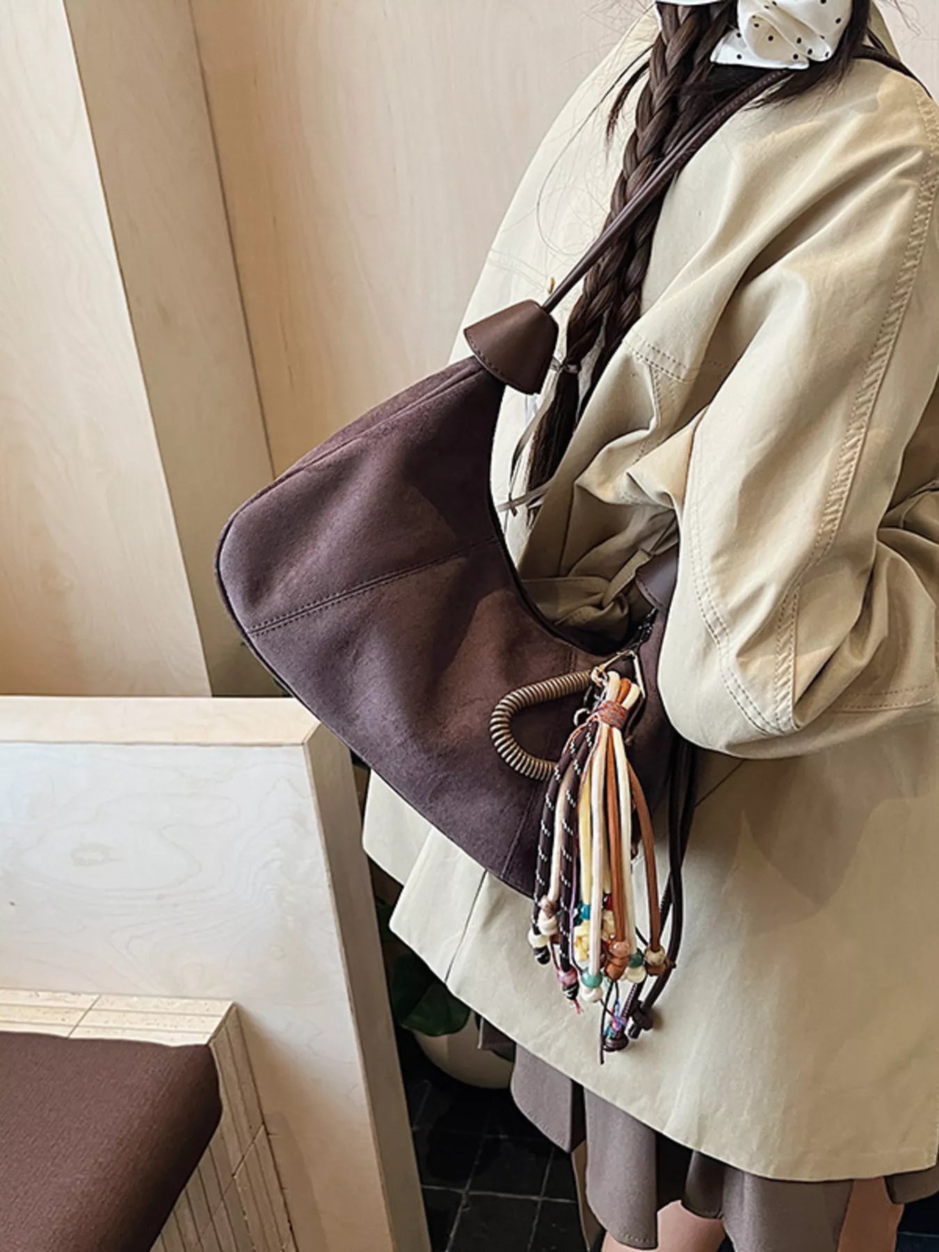 Vintage Suede Tassel Shoulder Bag - MAD RUFFI